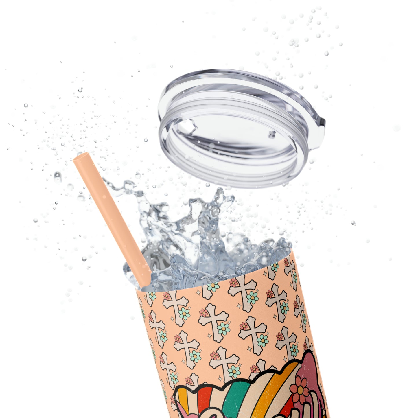 Grow in Grace with Daisy Crosses Christian Skinny Tumbler with Straw, 20oz