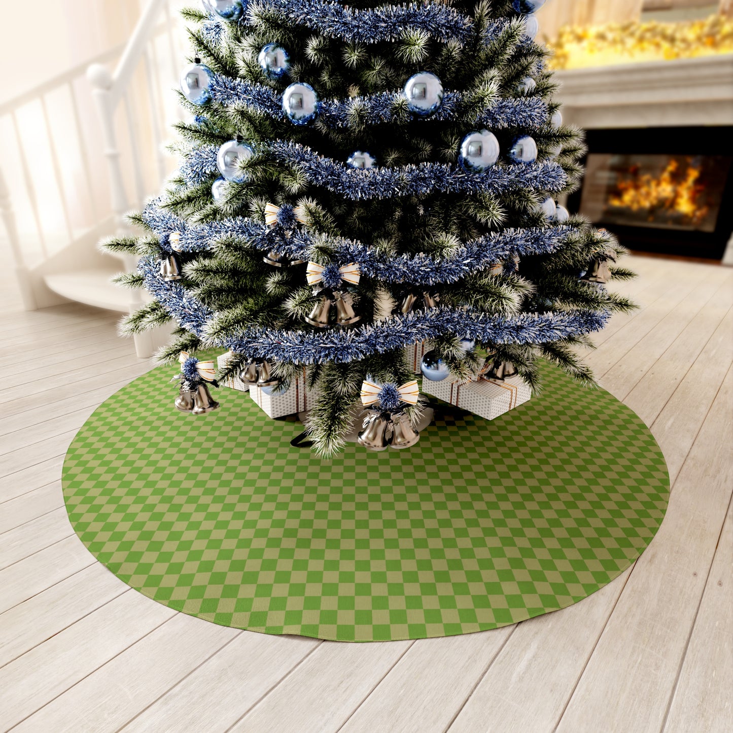 Green Checkerboard Round Tree Skirt