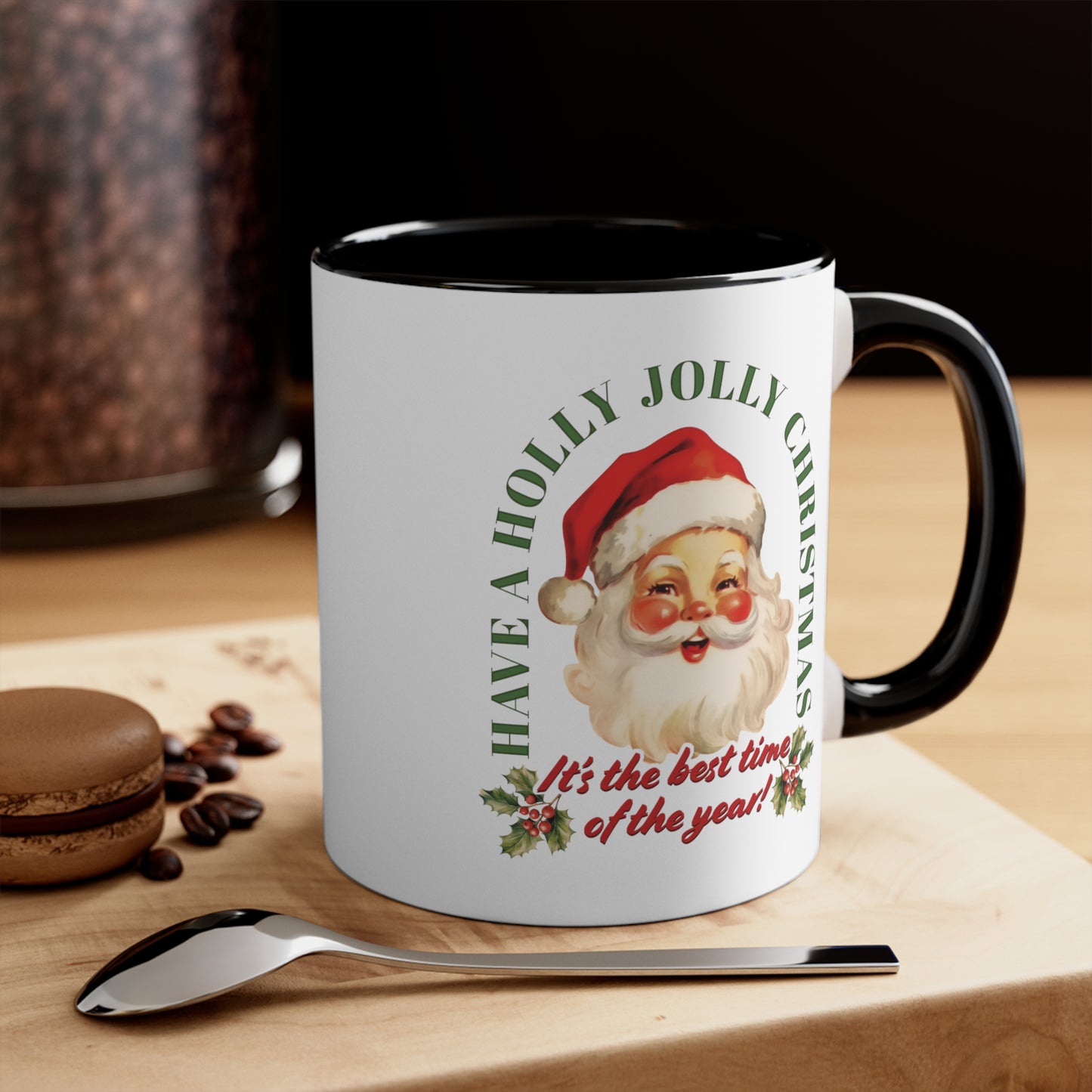 Have Holly Jolly Christmas Arched Classic Santa Accent Coffee Mug, 11oz