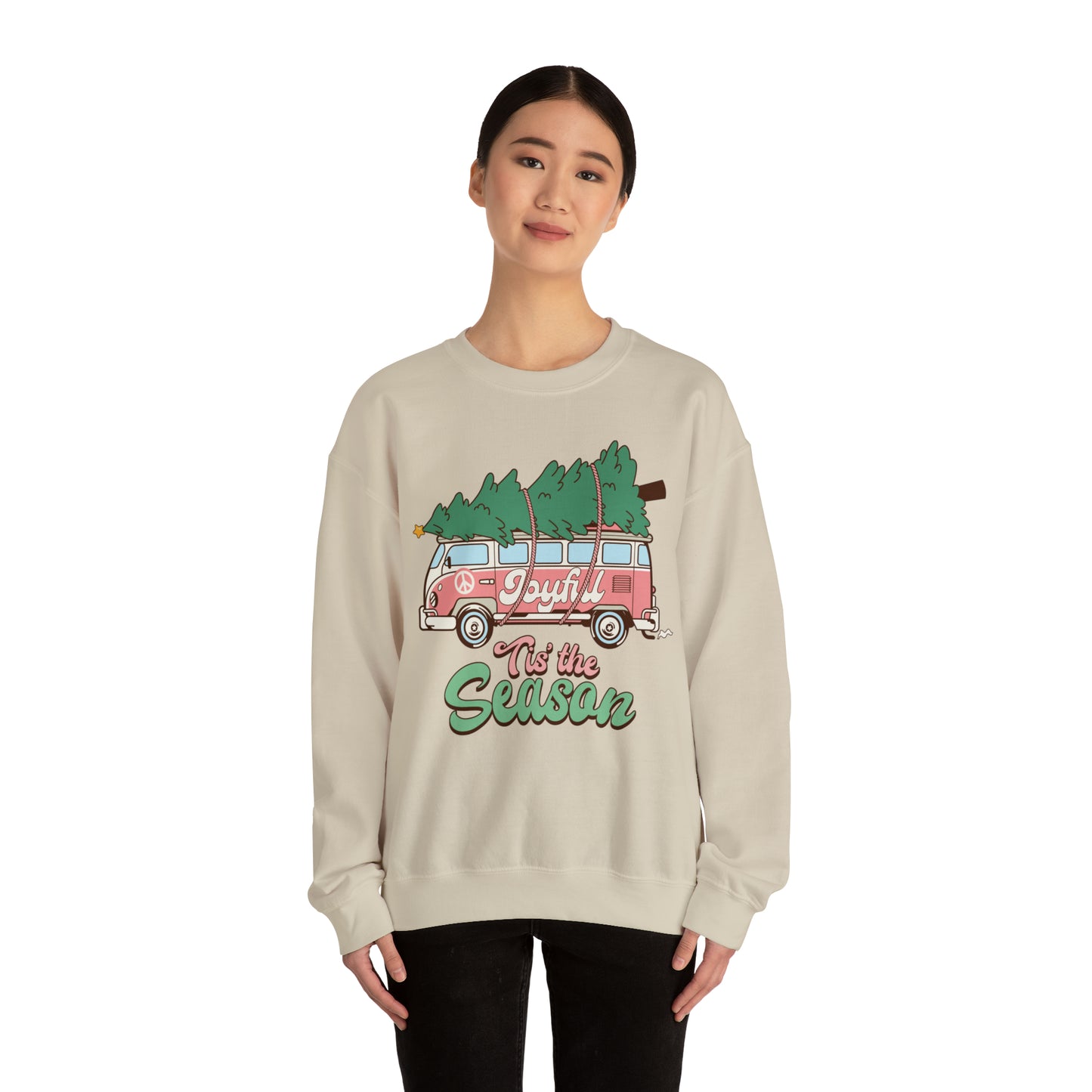 Tis the Season Retro Christmas Van Unisex Heavy Blend™ Crewneck Sweatshirt