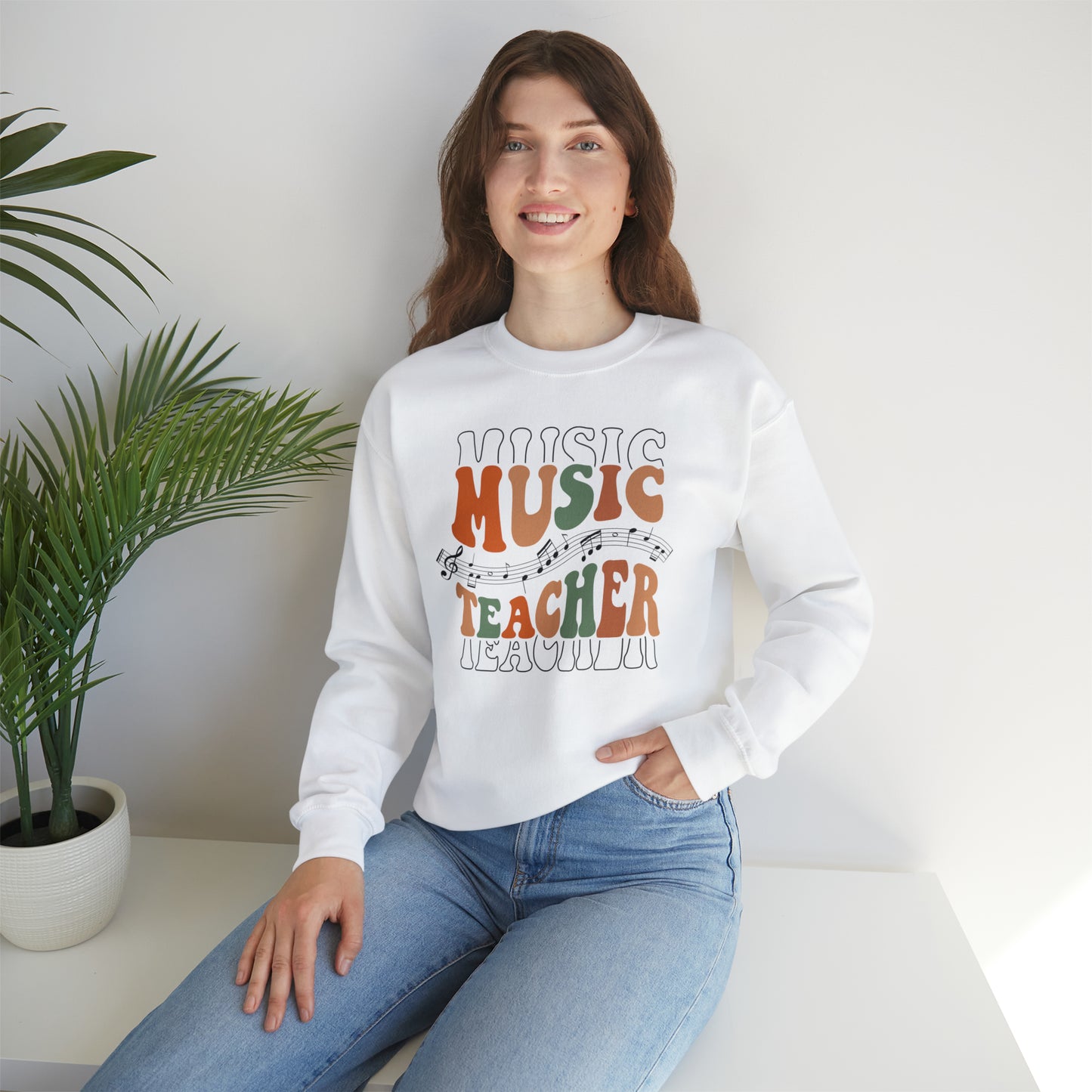 Music Teacher Multi-Line Heavyweight Crewneck Sweatshirt
