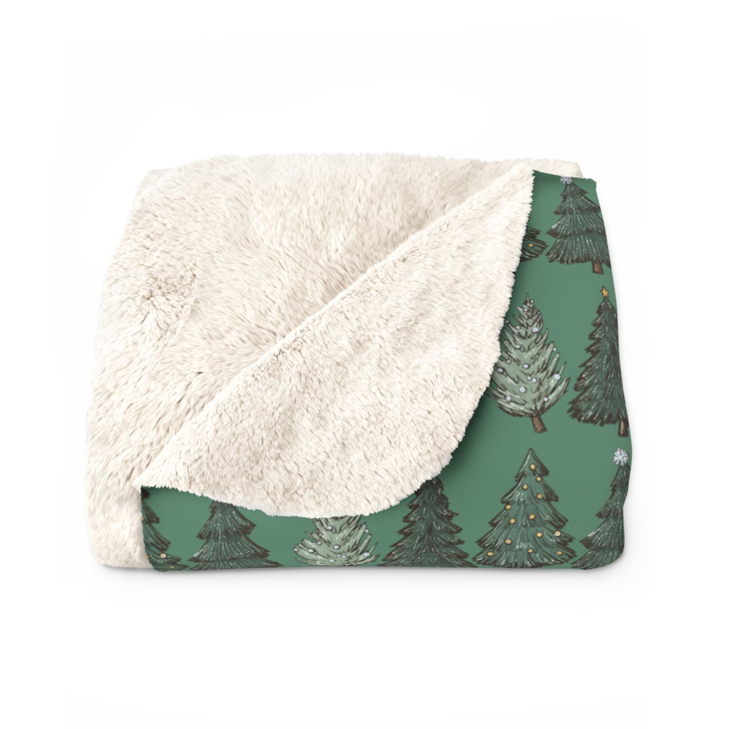 Evergreen Tree Sherpa Fleece Blanket