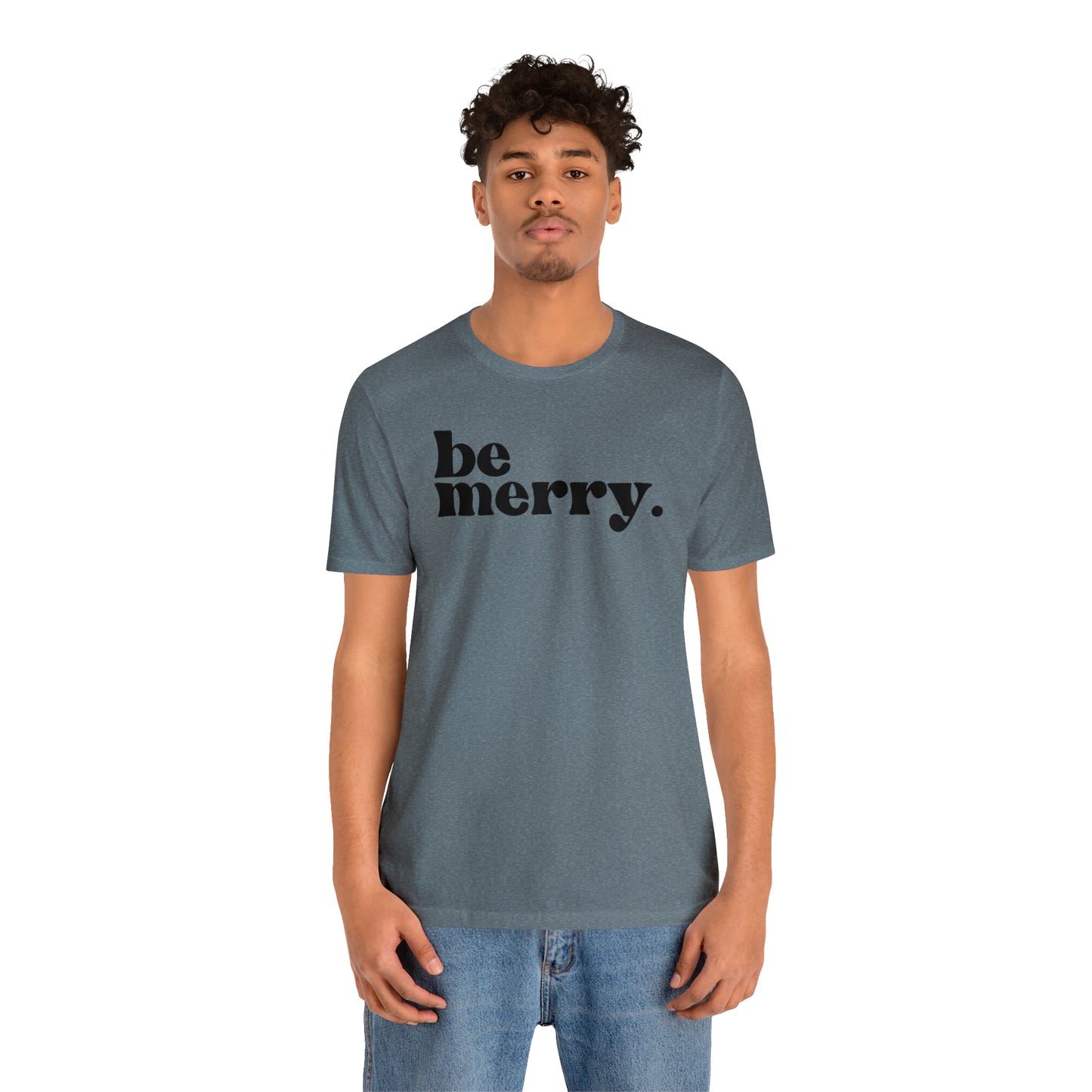 Be Merry Christmas/ Holiday Bella Jersey Short Sleeve Tee (Unisex)
