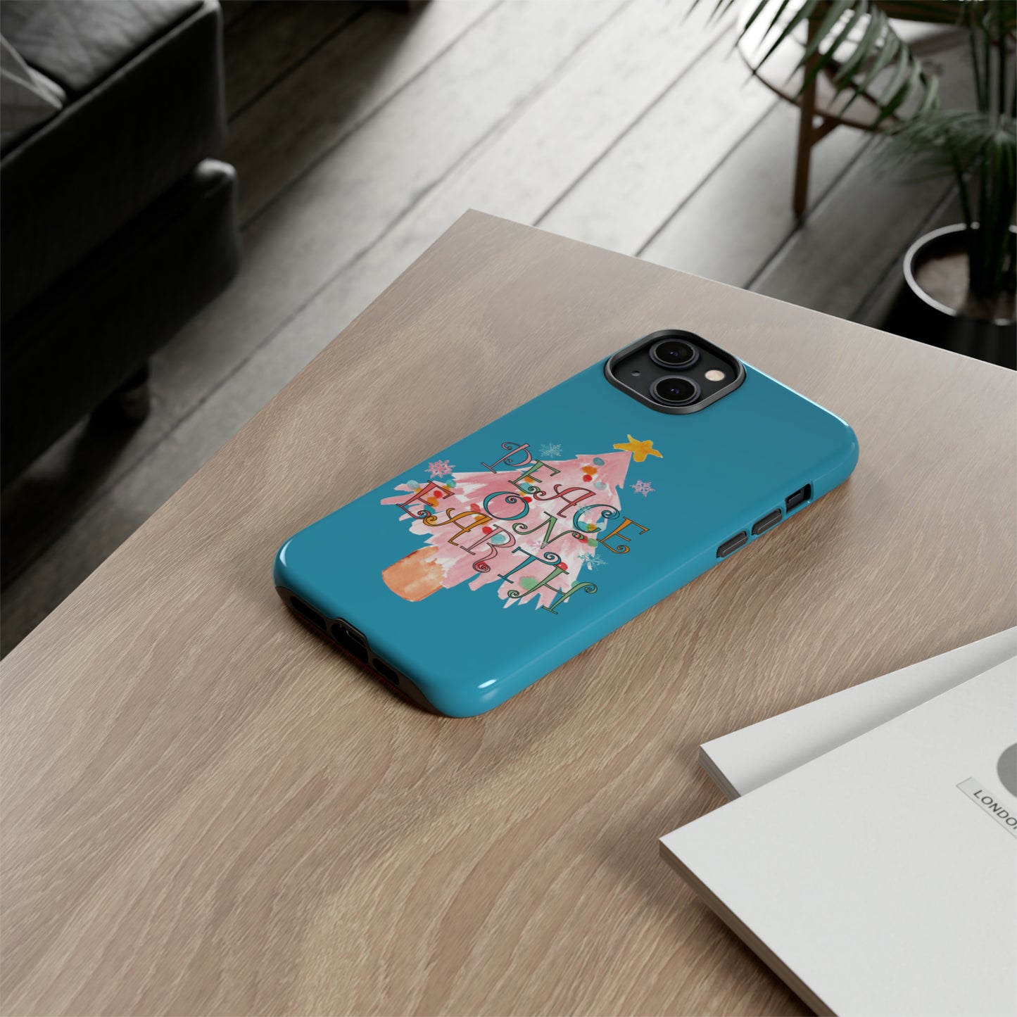 Peace on Earth Christmas/ Holiday Apple iPhone Tough Cases - Turquoise