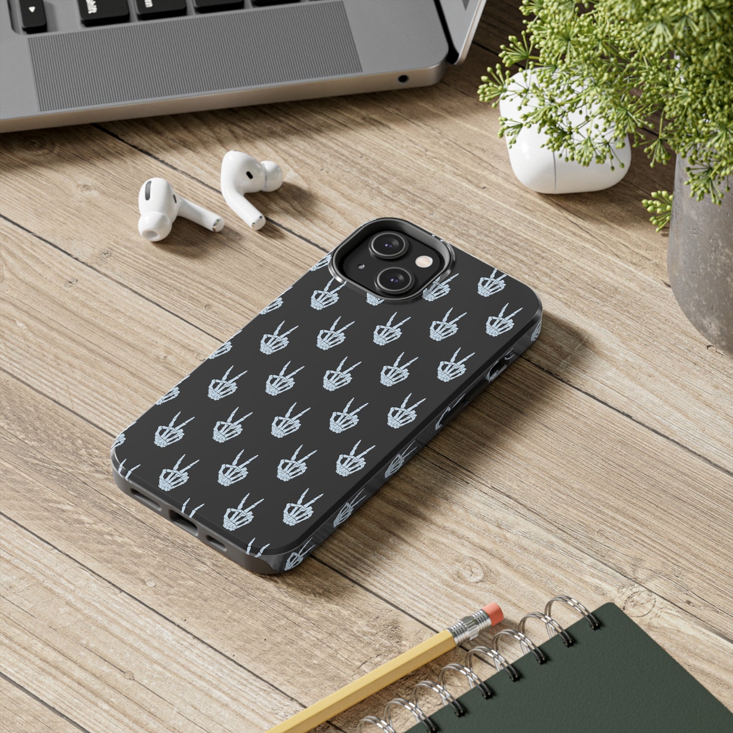 Skeleton Hand Peace Sign Tough Phone Cases