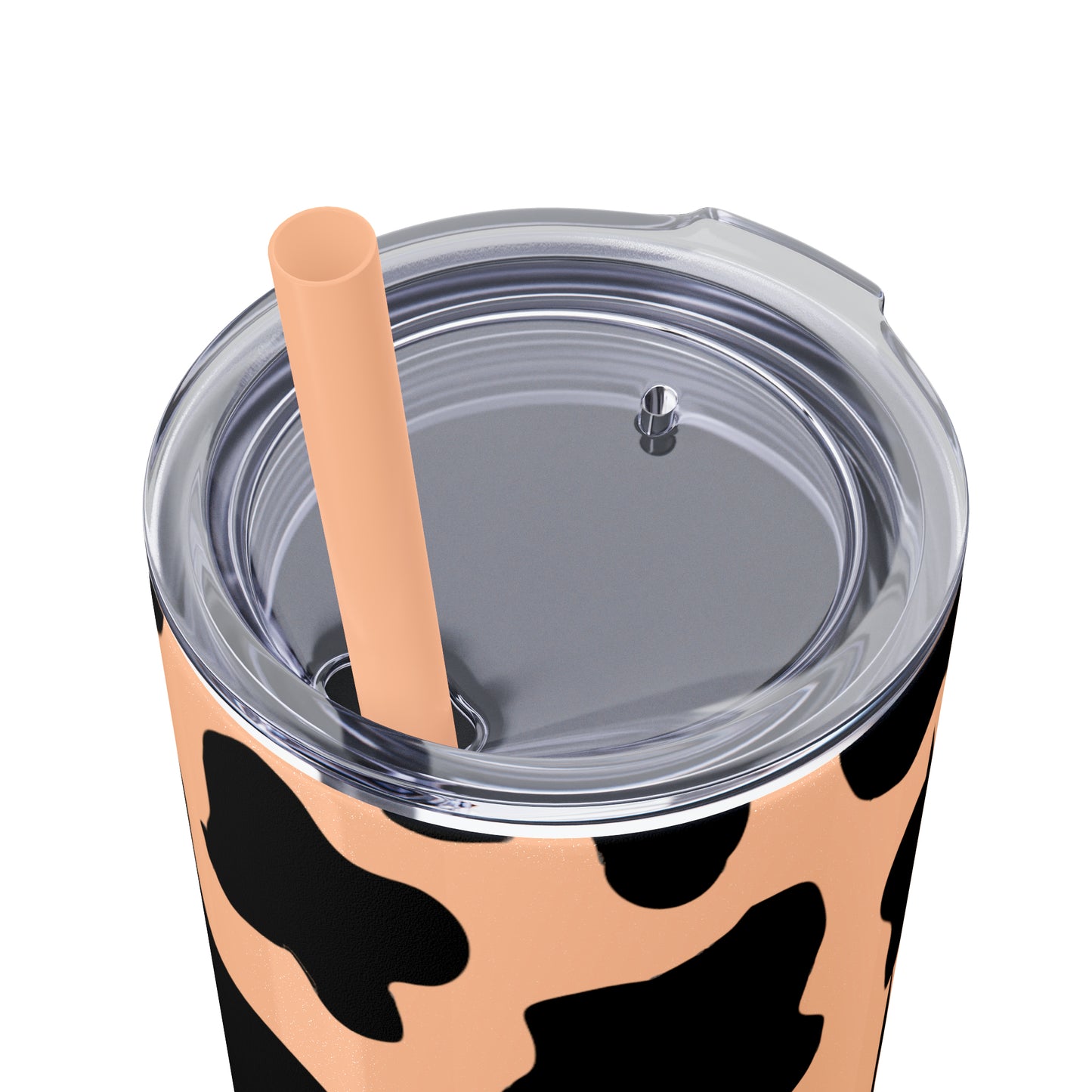 Country Cow Print Skinny Tumbler with Straw, 20oz