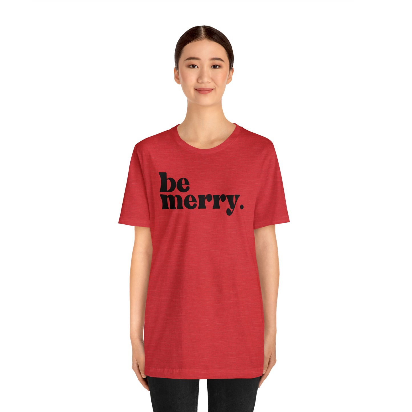 Be Merry Christmas/ Holiday Bella Jersey Short Sleeve Tee (Unisex)