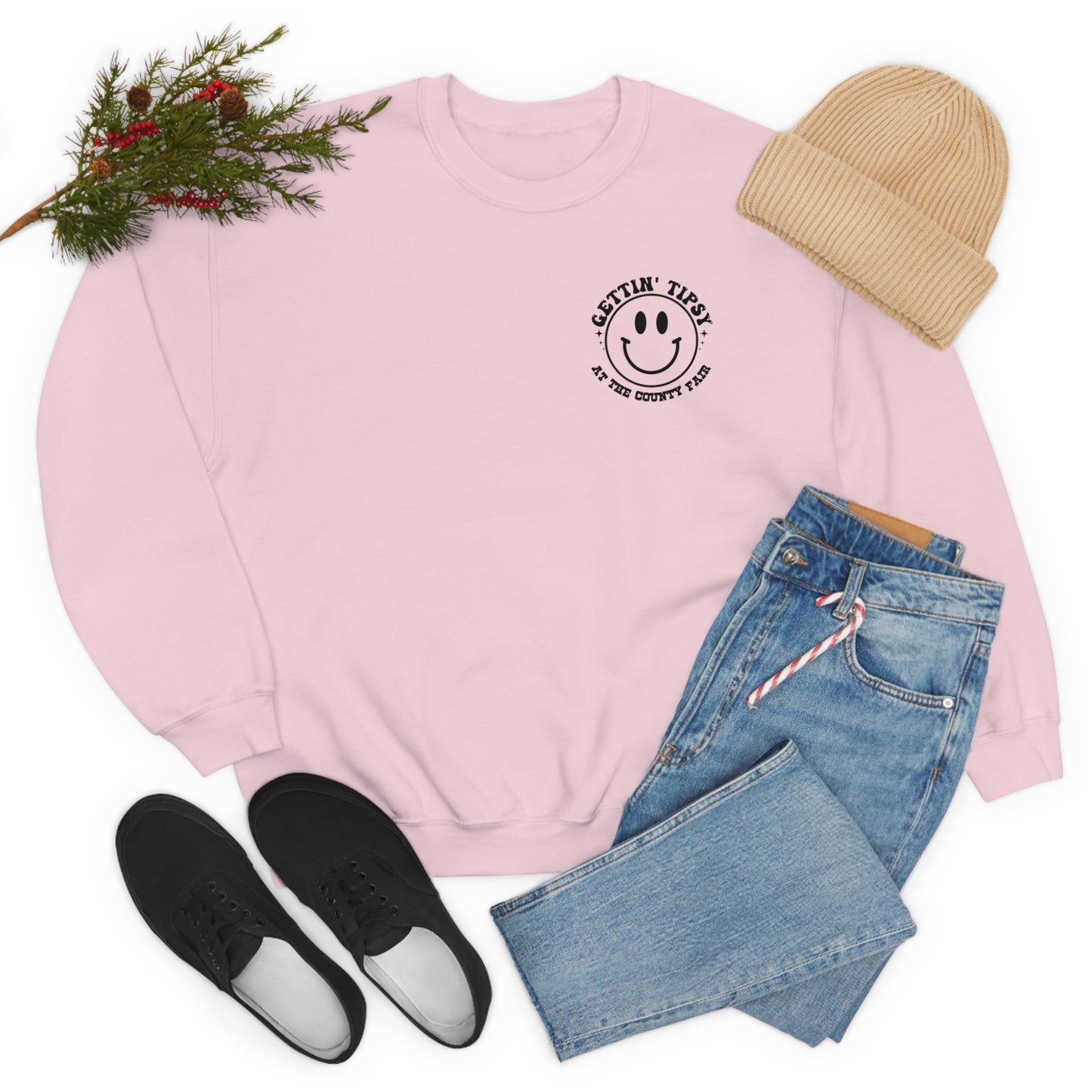 "Gettin' Tipsy at the County Fair" (Front & Back Design) - Unisex Heavy Blend™ Crewneck Sweatshirt