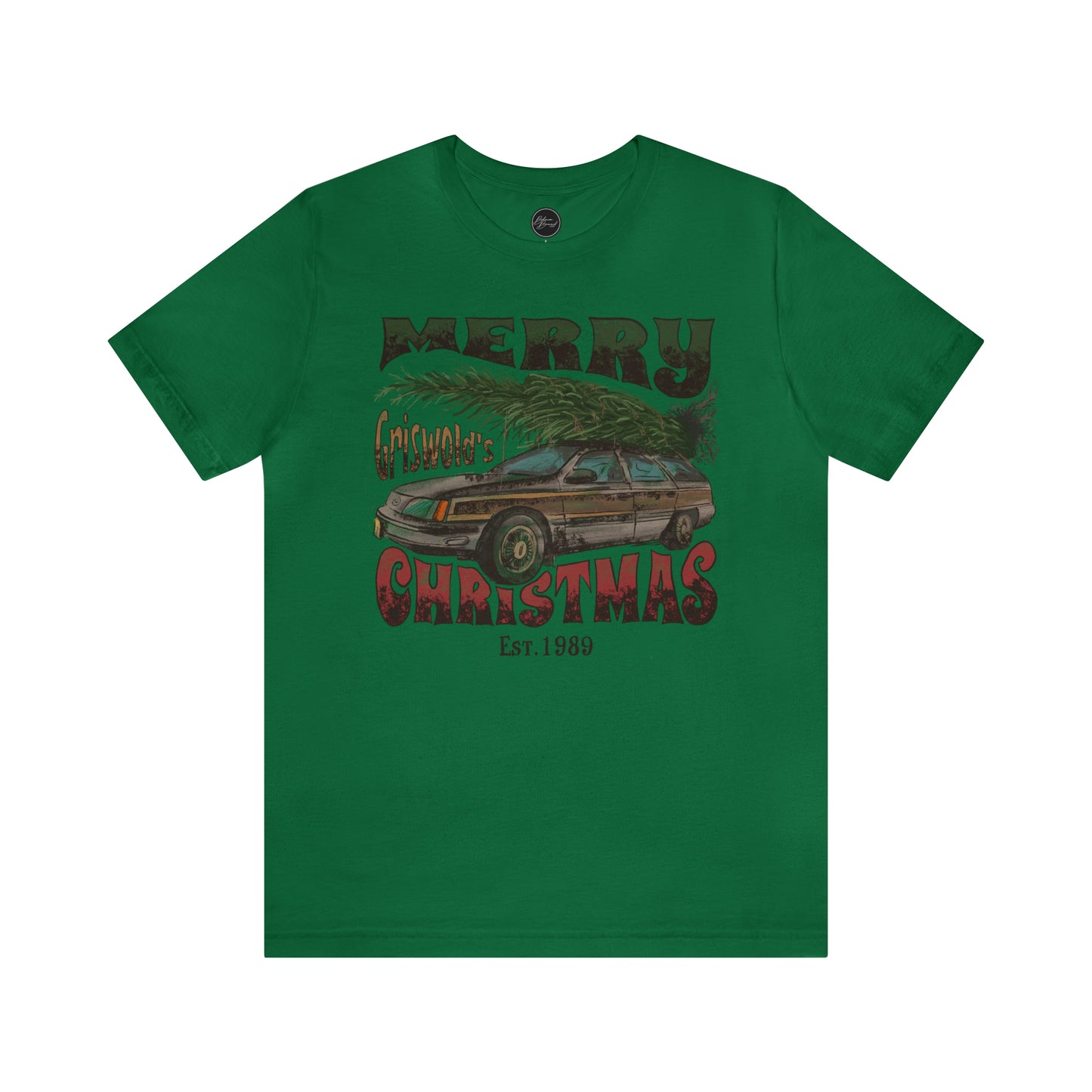 Distressed Griswold's Christmas Tree Station Wagon Holiday Bella Jersey Short Sleeve Tee (Unisex)