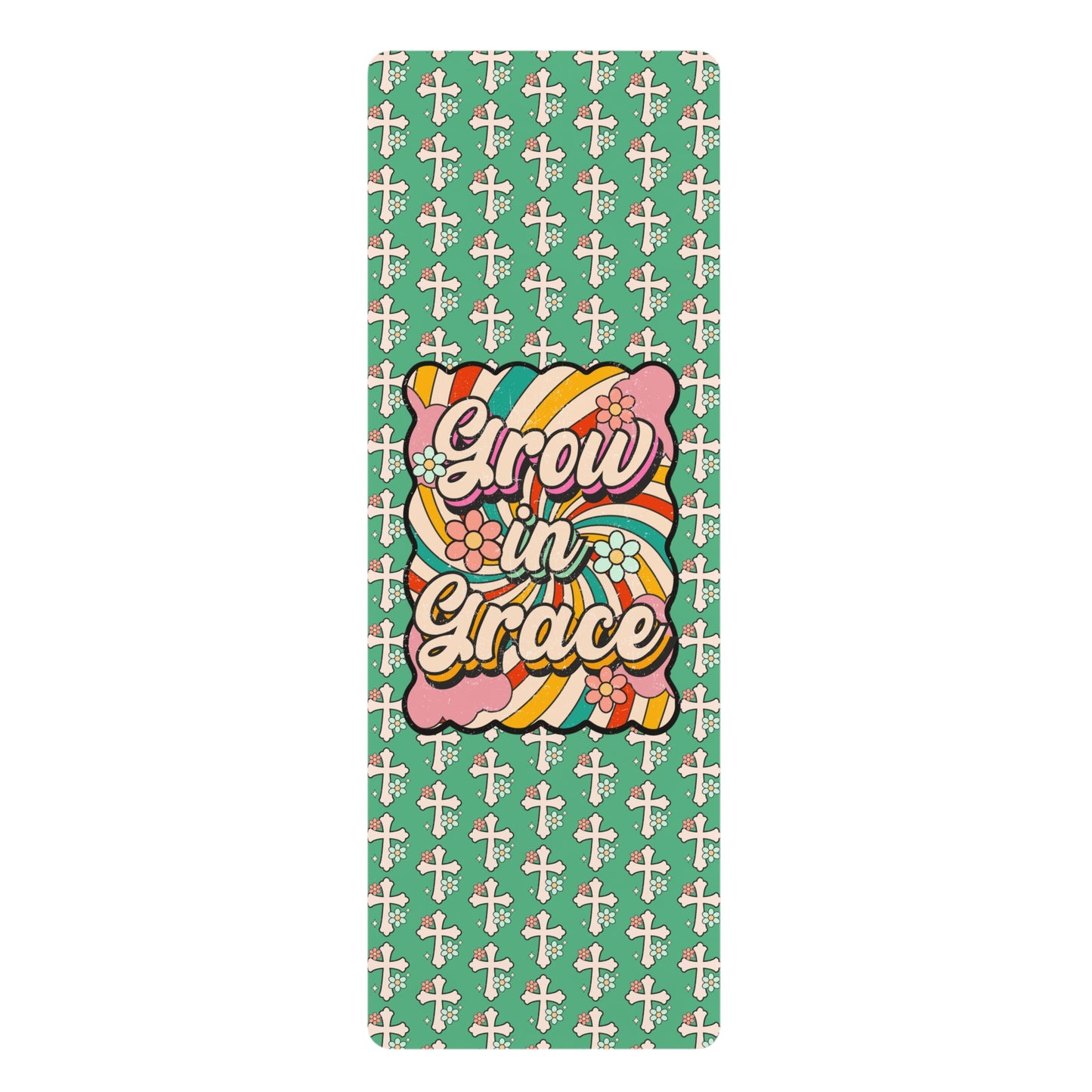 Grow in Grace Cross Pattern Rubber Yoga Mat