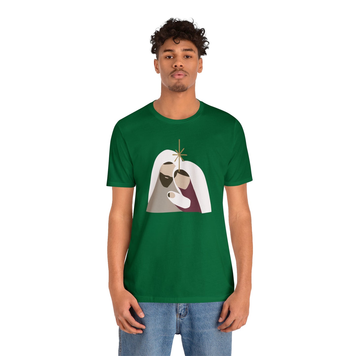 Holy Family Christmas Christian Bella Jersey Short Sleeve Tee (Unisex)