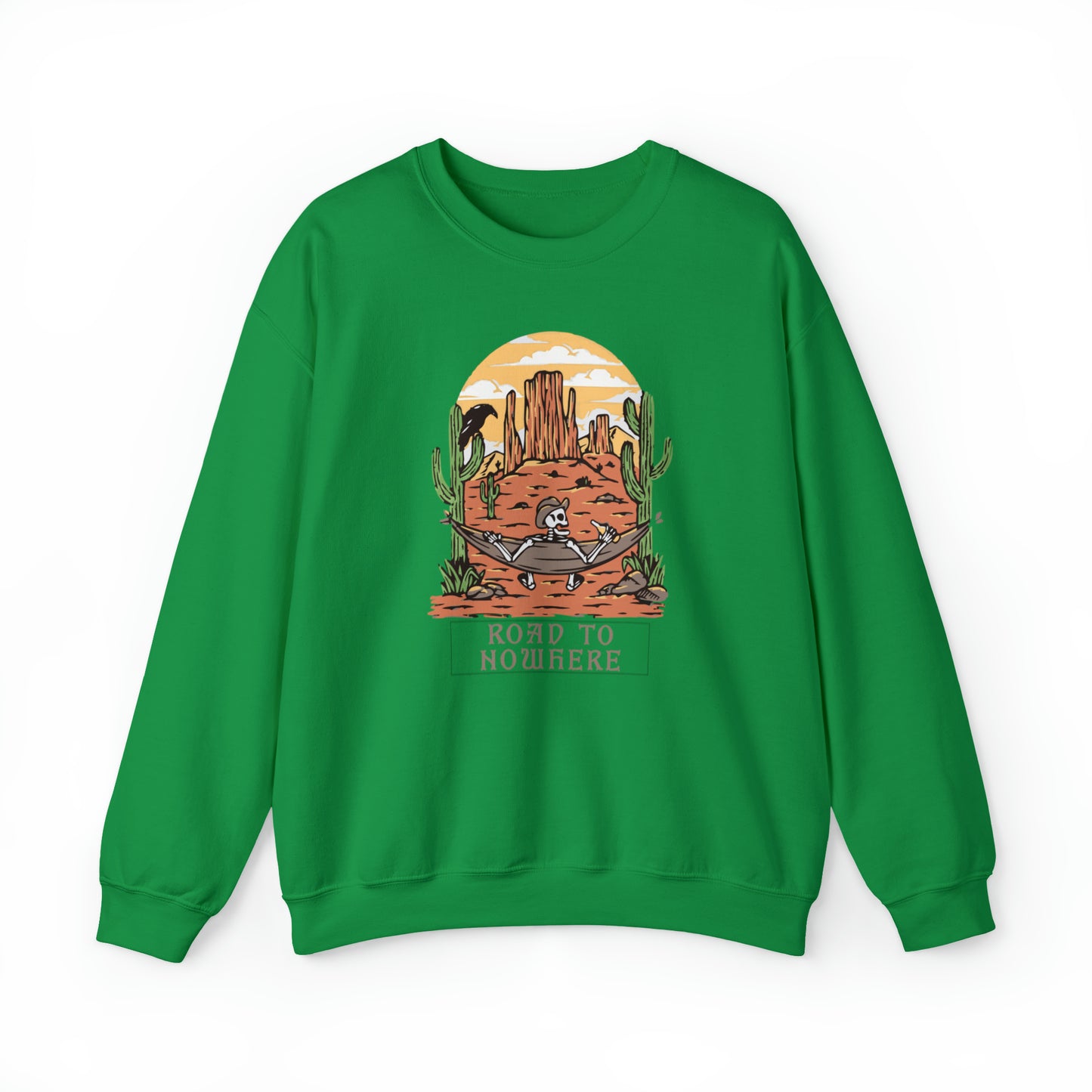 Road to Nowhere Skeleton Fall Halloween Retro Warm Colored Unisex Heavy Blend™ Crewneck Sweatshirt