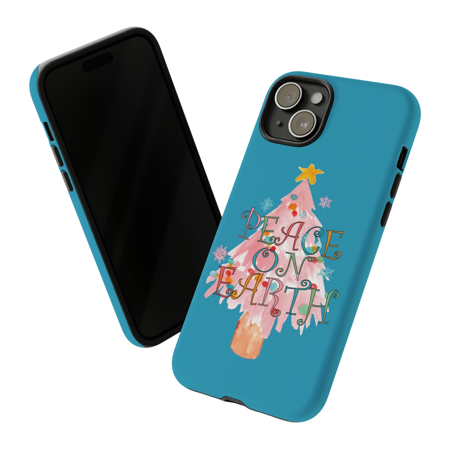 Peace on Earth Christmas/ Holiday Apple iPhone Tough Cases - Turquoise