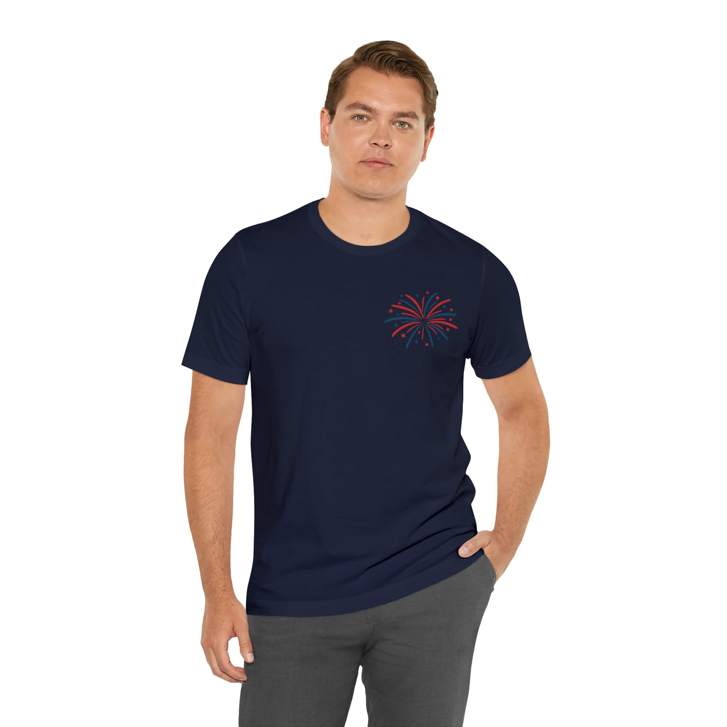 "Land of the Free Because of the Brave" Unisex Jersey Short Sleeve Tee (Front and Back Design)