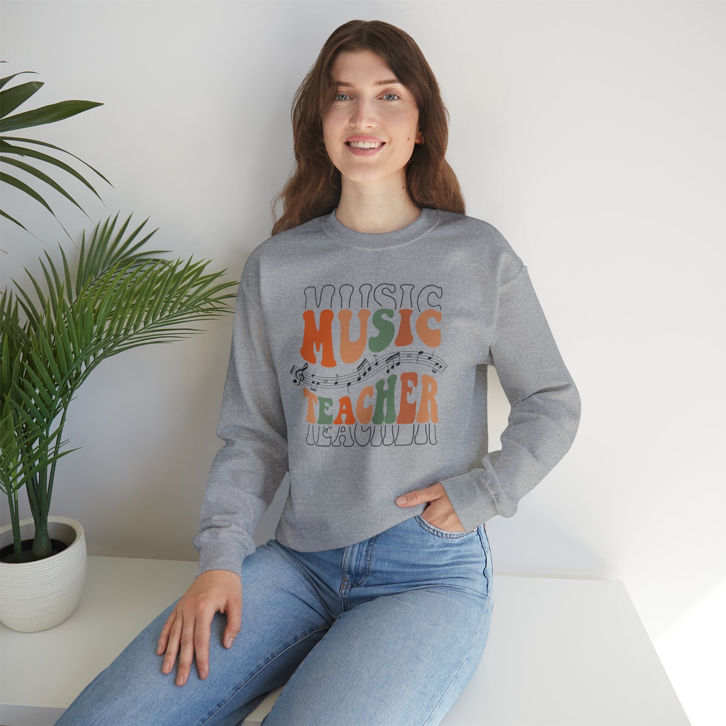 Music Teacher Multi-Line Heavyweight Crewneck Sweatshirt