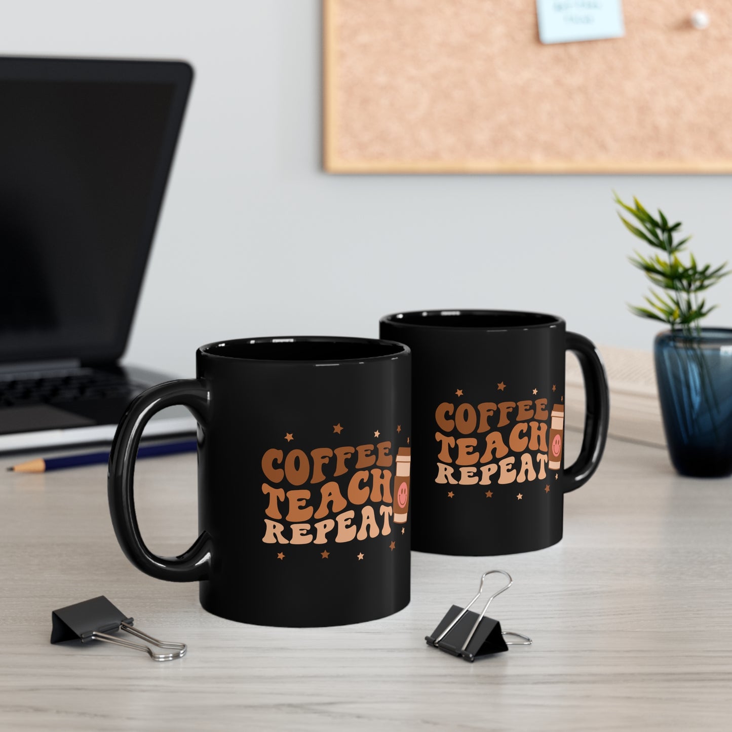 Coffee Teach Repeat 11oz Black Mug