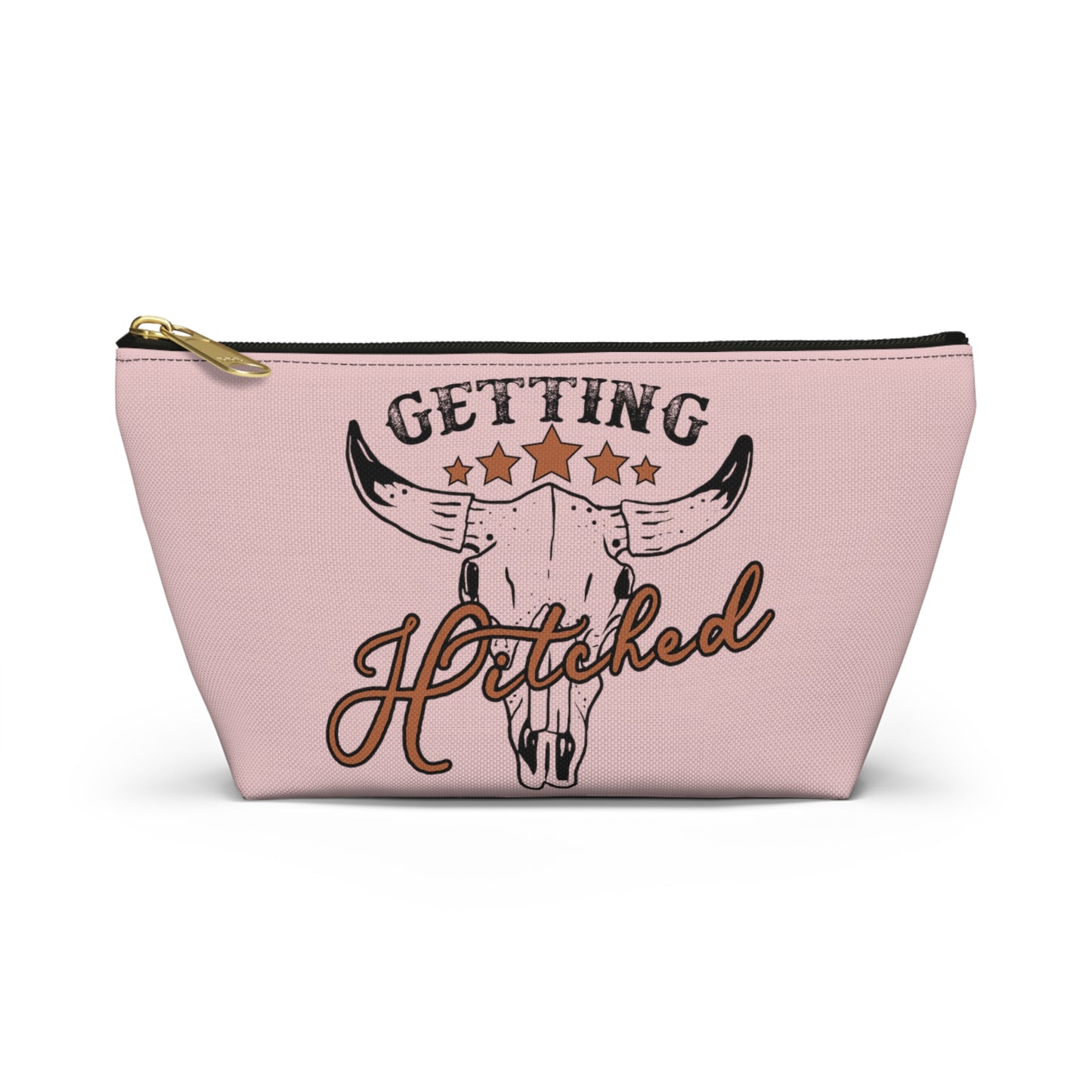 Rustic Country Light Pink Getting Hitched Print Design Accessory Pouch w T-bottom