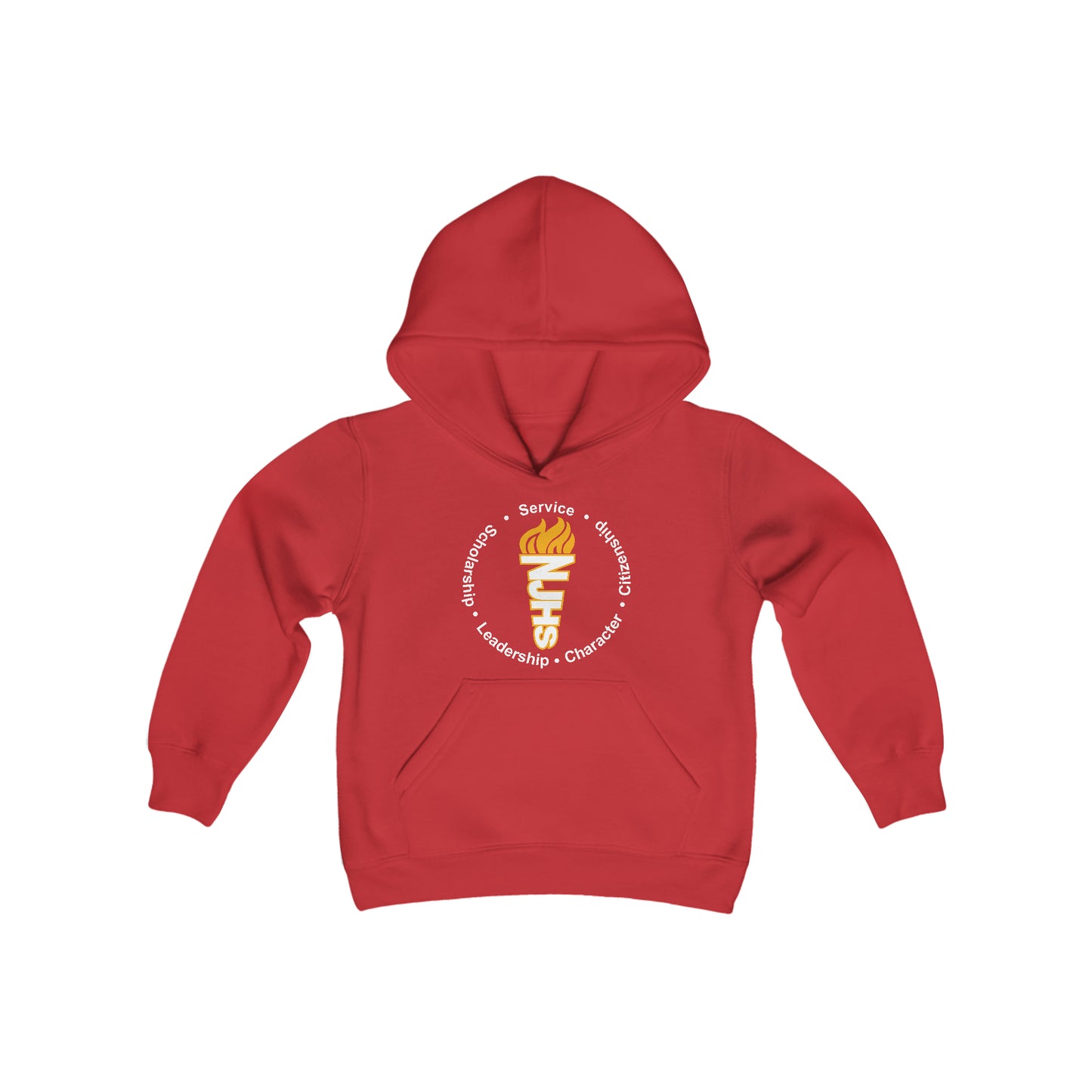 YOUTH - Freeburg Middle School NJHS Golden Circular Character Torch Youth Heavy Blend Hooded Sweatshirt