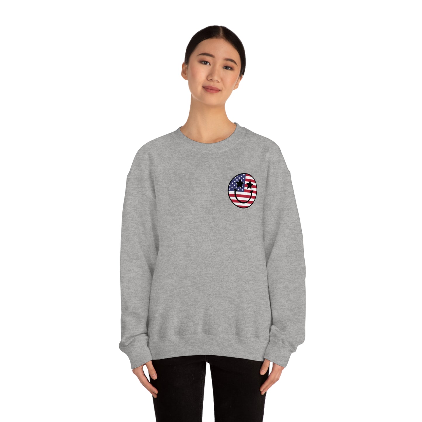"Jesus Christ and Stars and Stripes" (Front & Back Design) - Unisex Heavy Blend™ Crewneck Sweatshirt