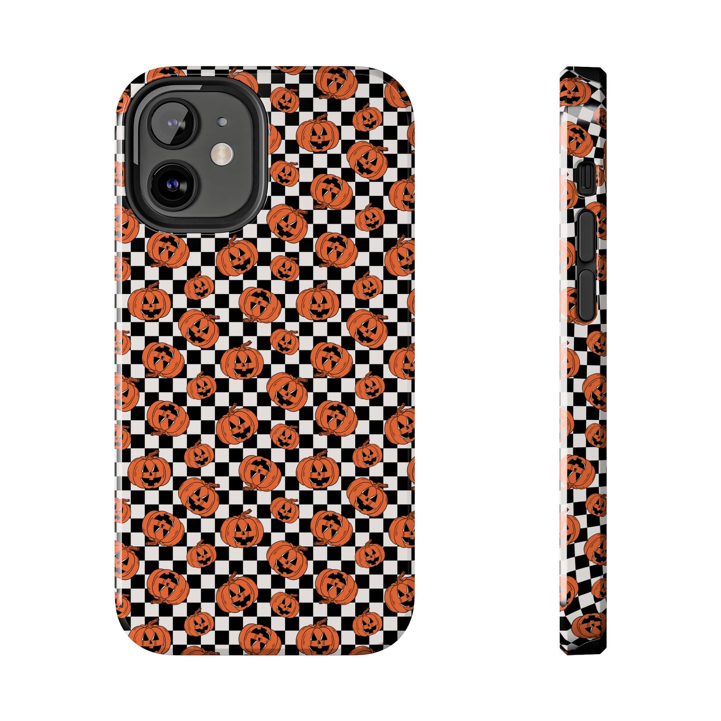 Pumpkin / Jack-O-Lantern Checkerboard Halloween/ Fall Patterned Tough Phone Cases