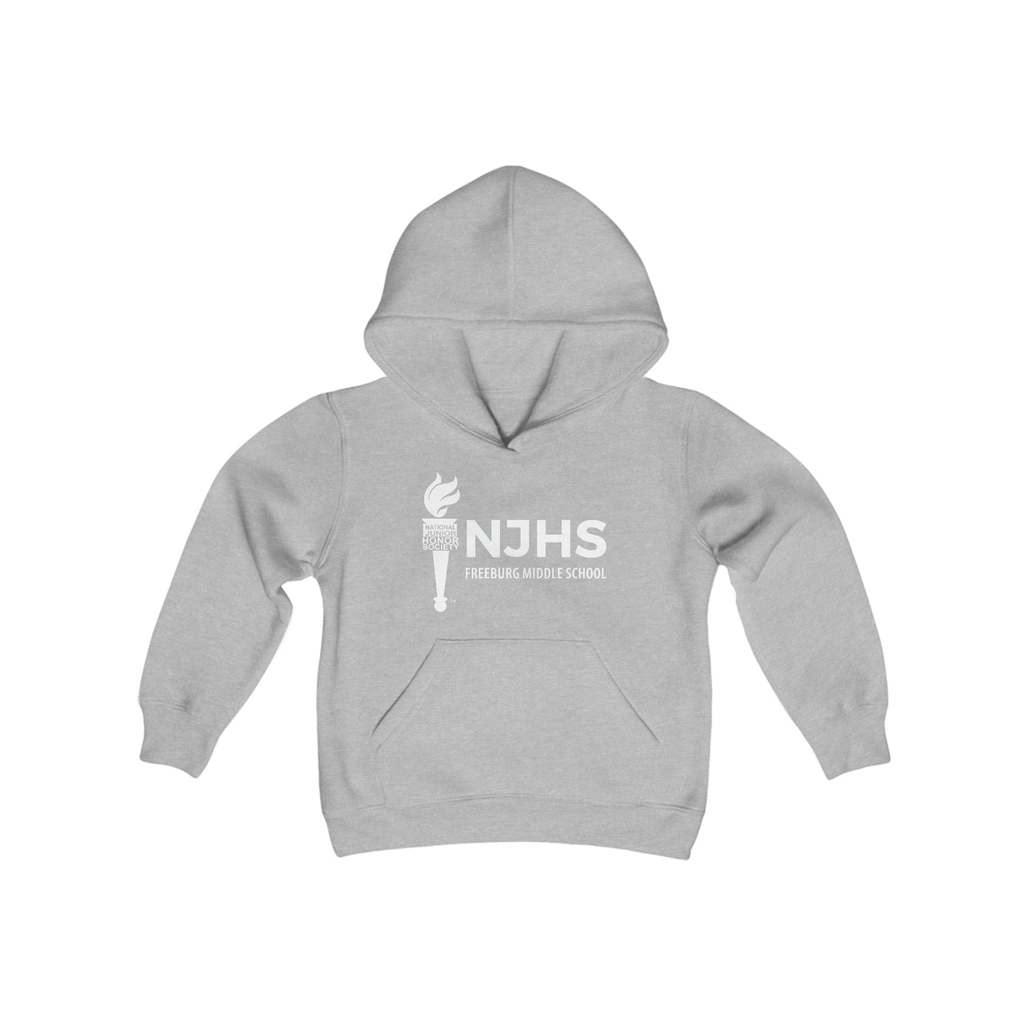YOUTH - Freeburg Middle School NJHS White Print Youth Heavy Blend Hooded Sweatshirt