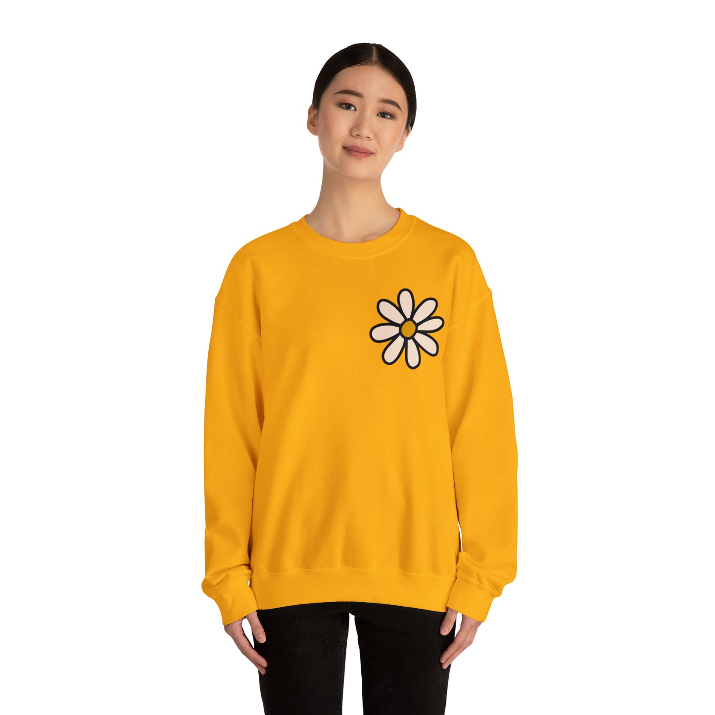 Distressed Daisy Love Like Jesus - Front and Back Design Heavy Blend™ Crewneck Sweatshirt