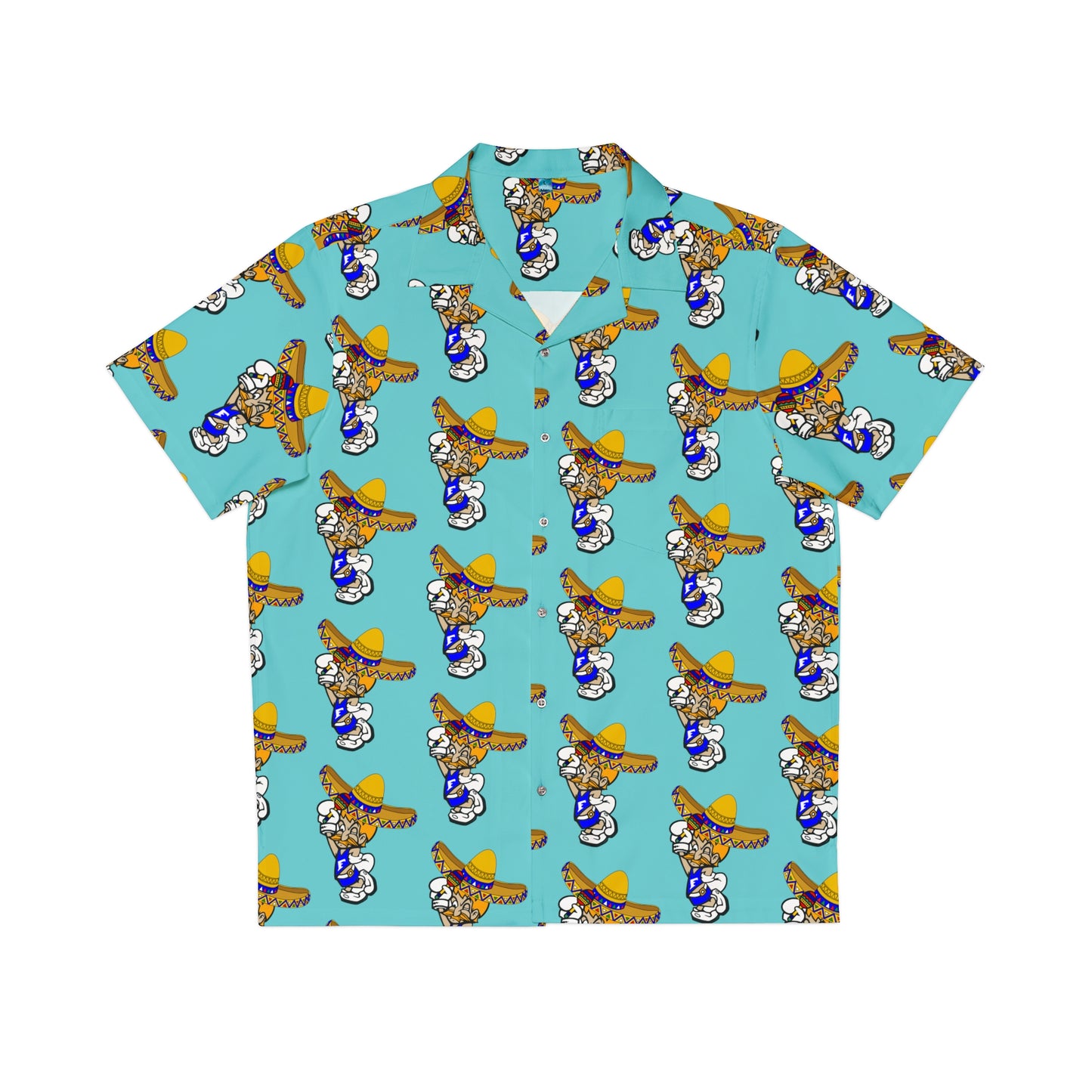 Freeburg Sombrero Midget Men's Hawaiian Shirt - Aqua Blue