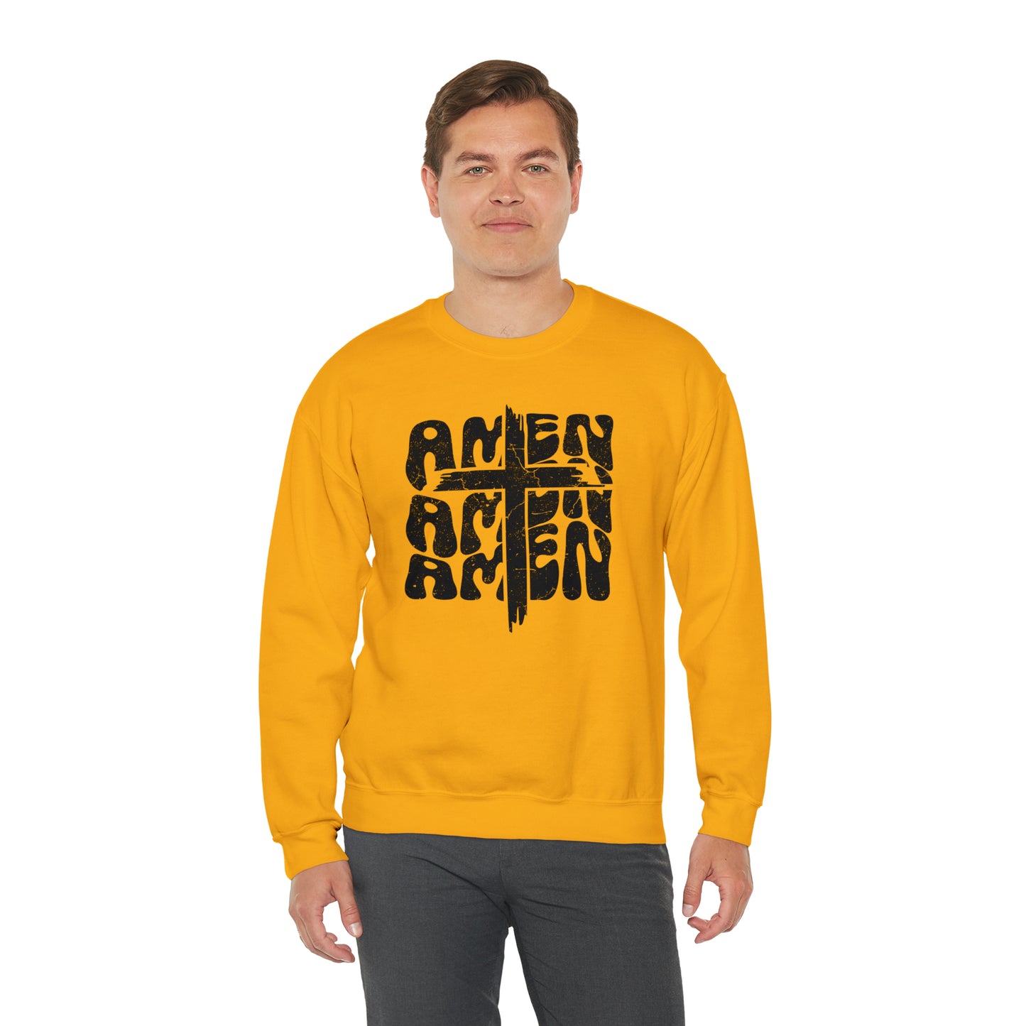 Amen Amen Amen with Cross Design Heavy Blend™ Crewneck Sweatshirt