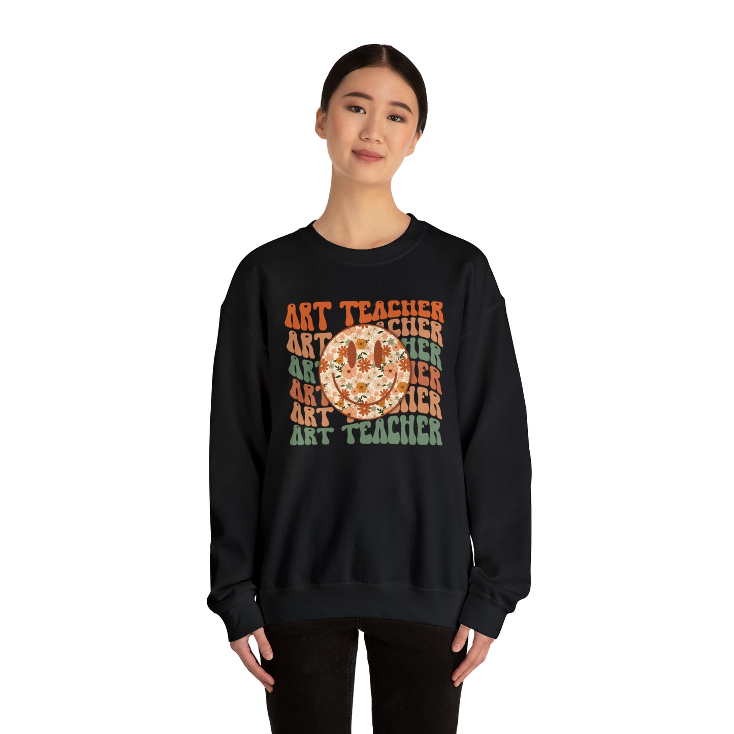 Art Teacher with Smiley Face Heavyweight Crewneck Sweatshirt