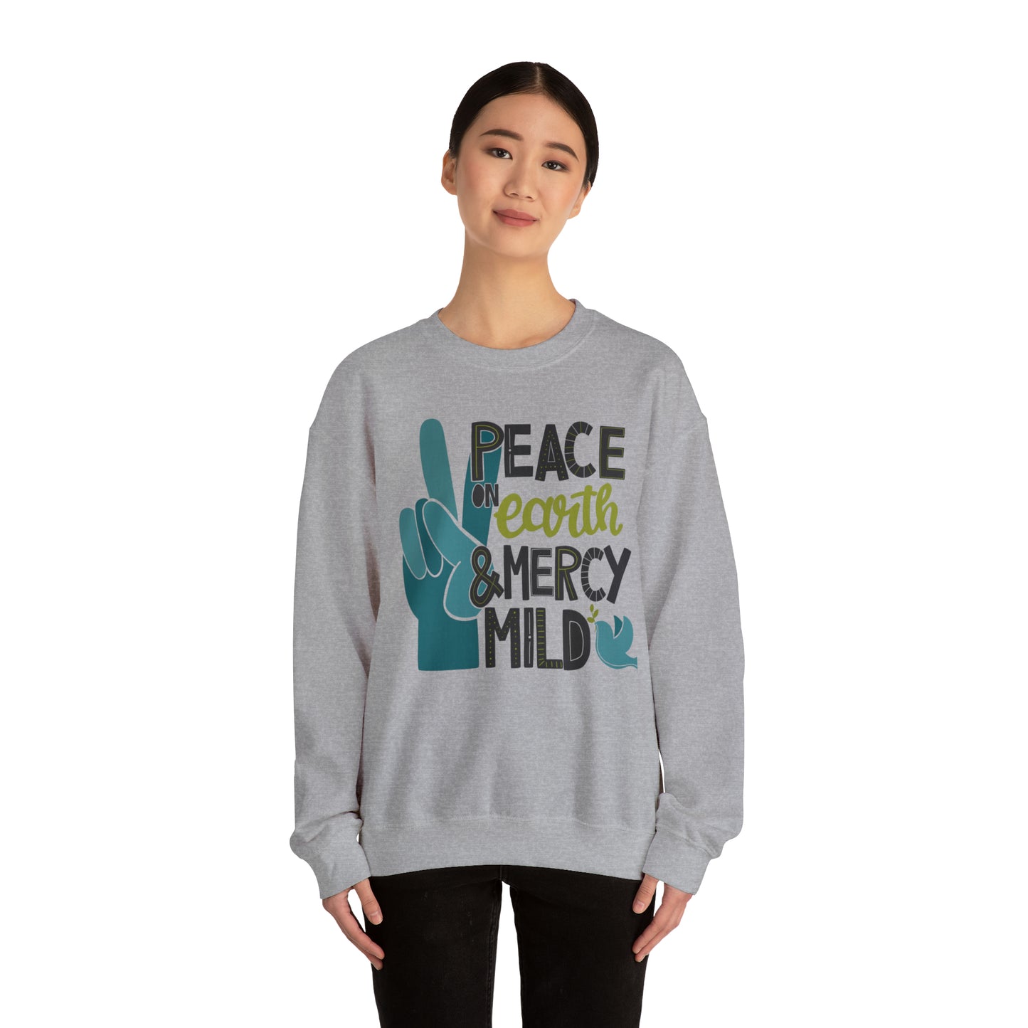 Peace on Earth and Mercy Mild Heavyweight Crewneck Sweatshirt