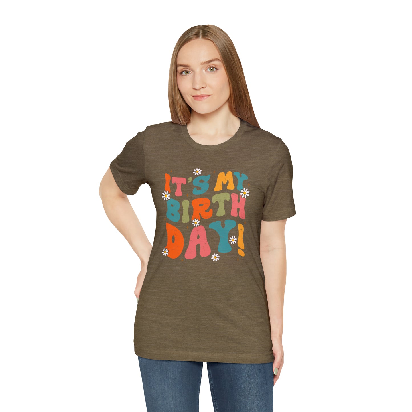 Distressed It's My Birthday Colorful Daisy T-Shirt