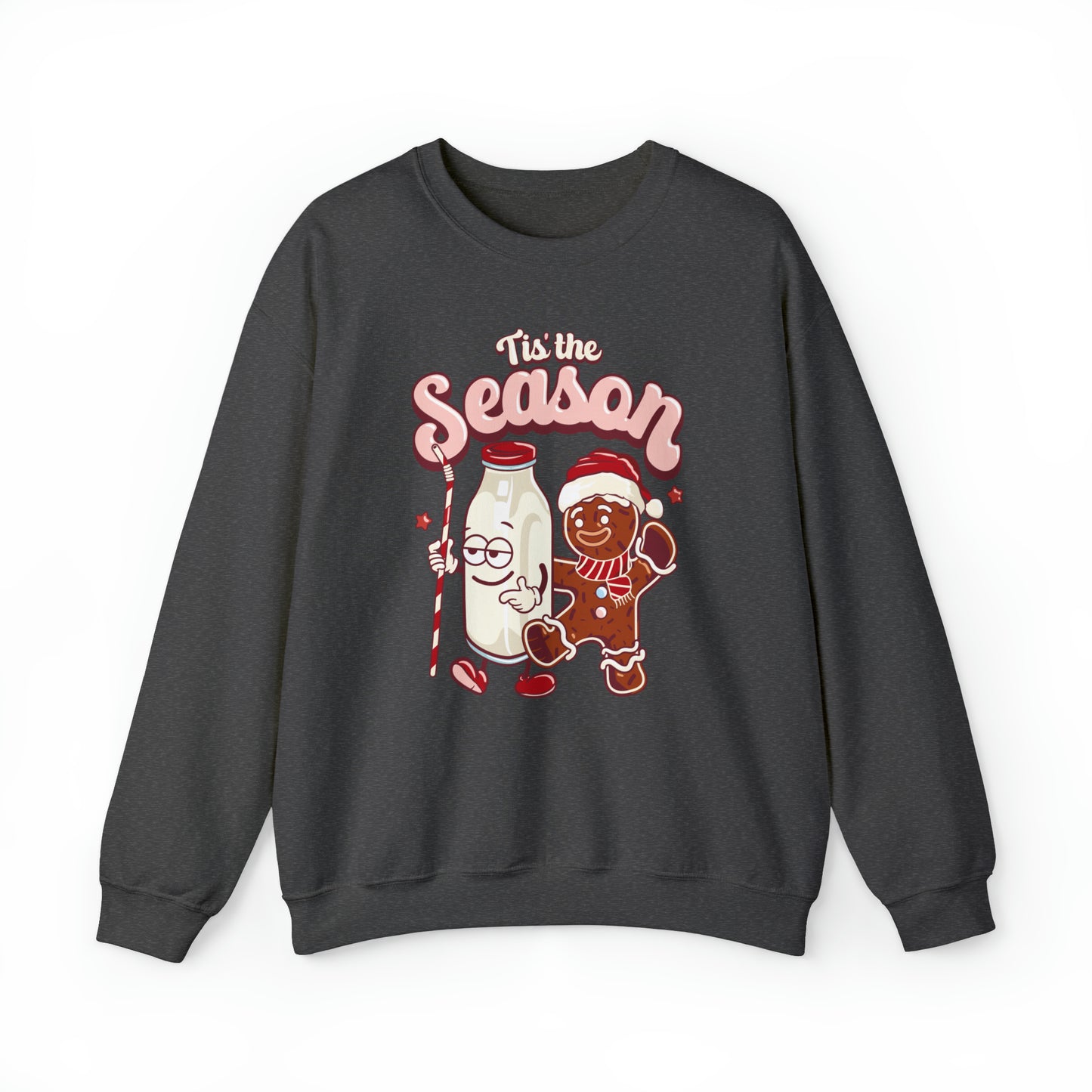 'Tis the Season Gingerbread and Milk Christmas Unisex Heavy Blend™ Crewneck Sweatshirt