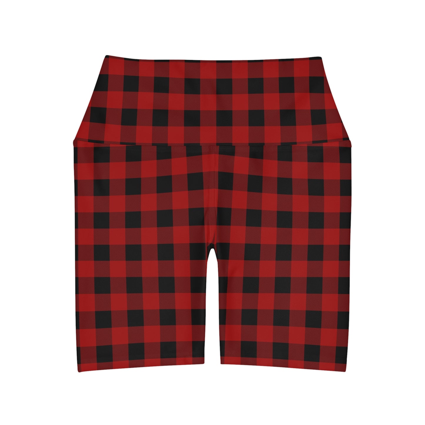 Red and Black Buffalo Print Yoga Shorts