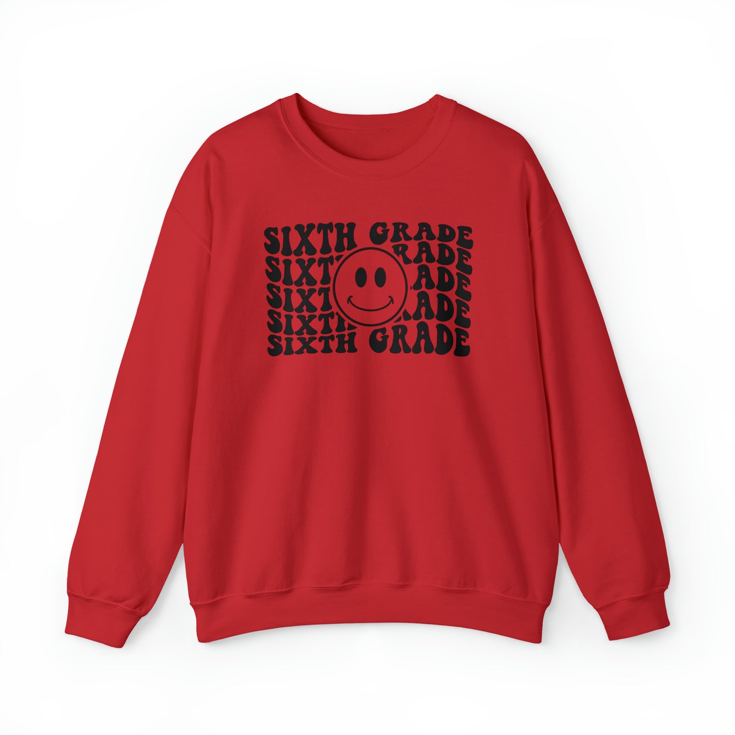 6th Grade Smiley Face Black Logo Unisex Heavy Blend™ Crewneck Sweatshirt