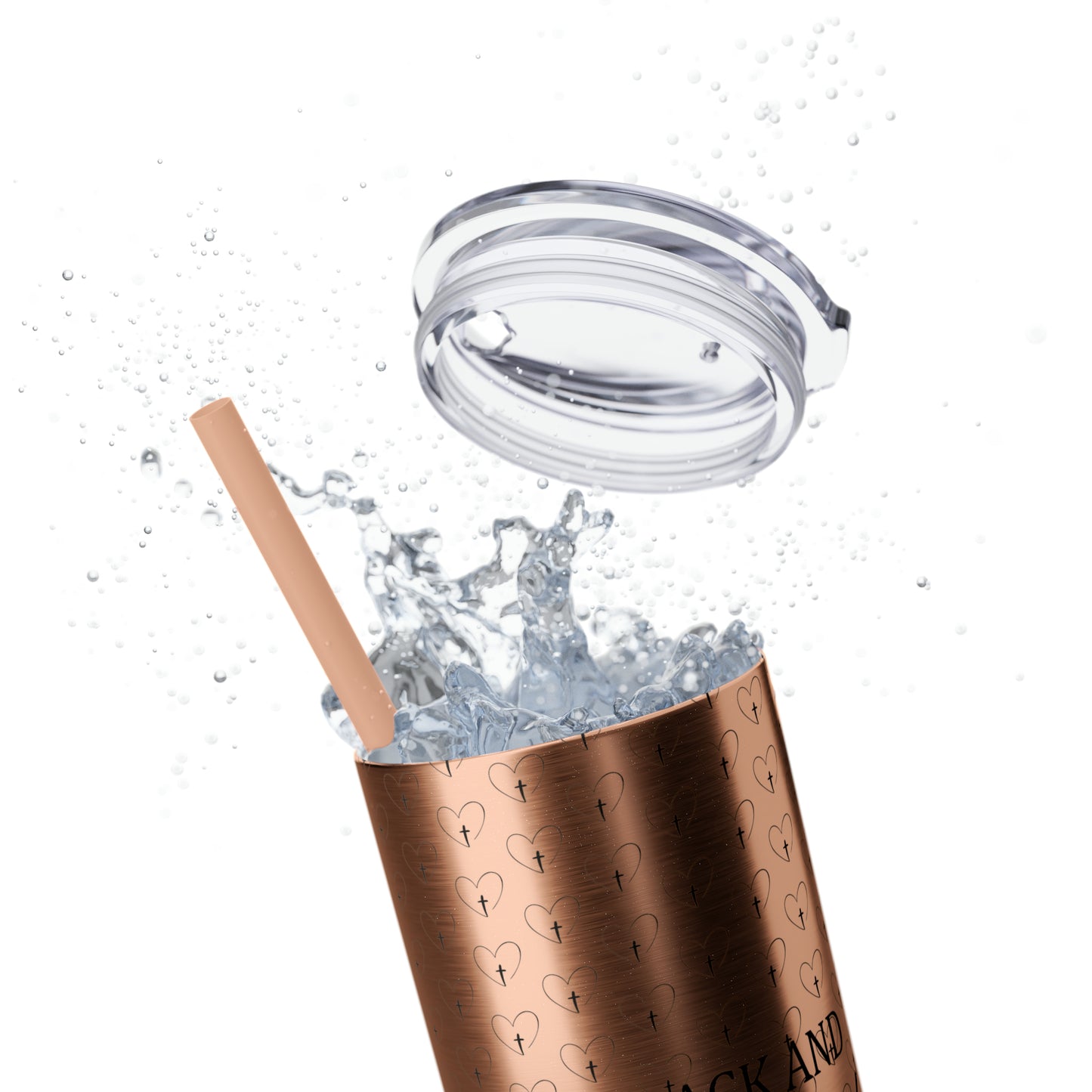 Look Back and Thank God Look Forward and Trust God Christian Skinny Tumbler with Straw, 20oz