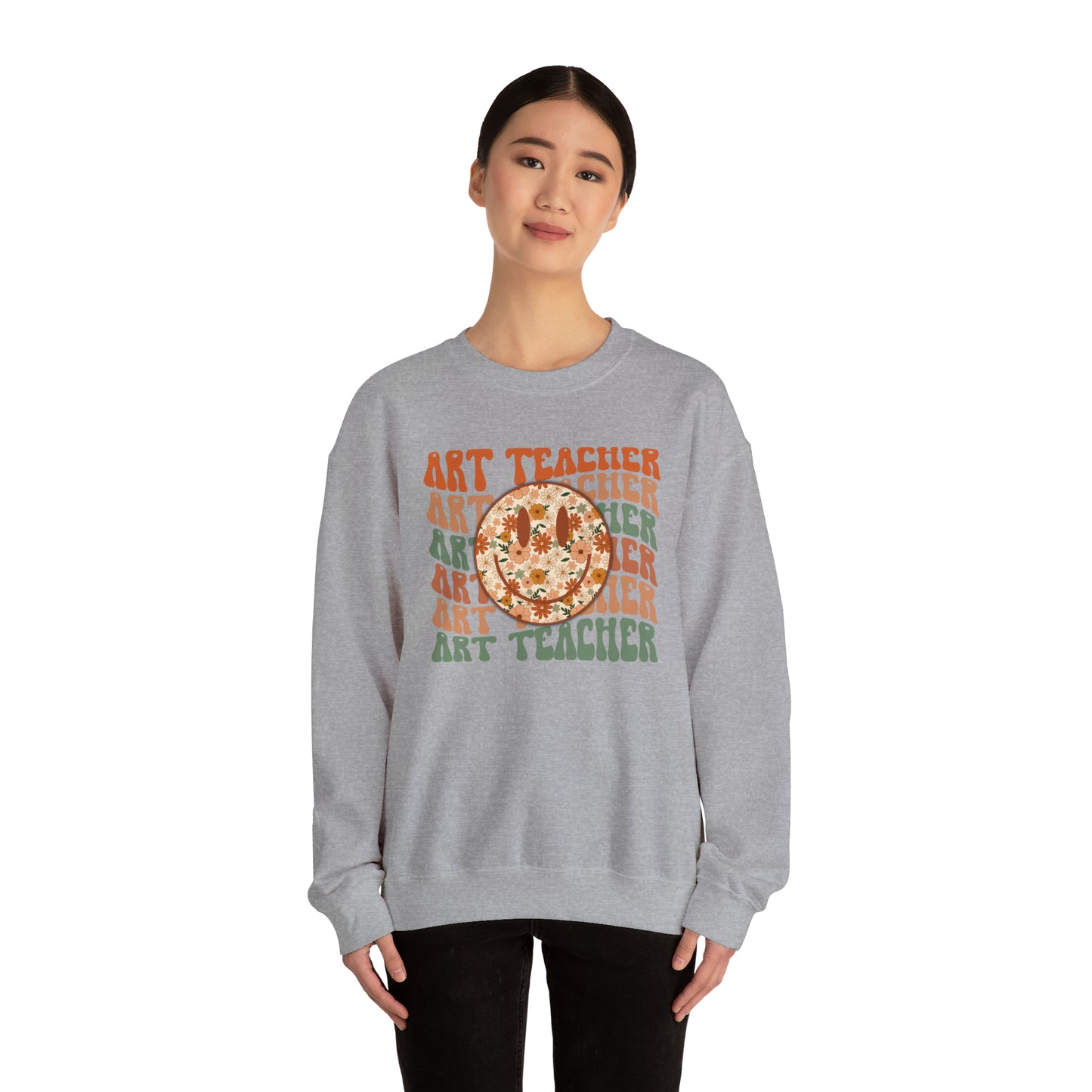 Art Teacher with Smiley Face Heavyweight Crewneck Sweatshirt
