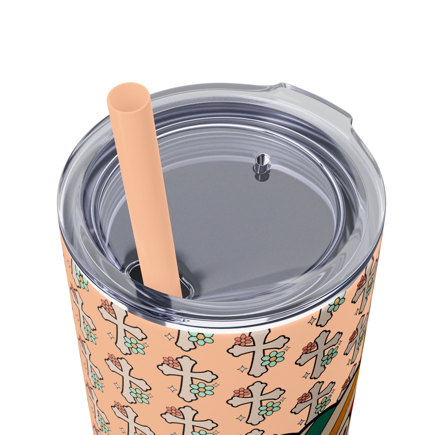 Grow in Grace with Daisy Crosses Christian Skinny Tumbler with Straw, 20oz
