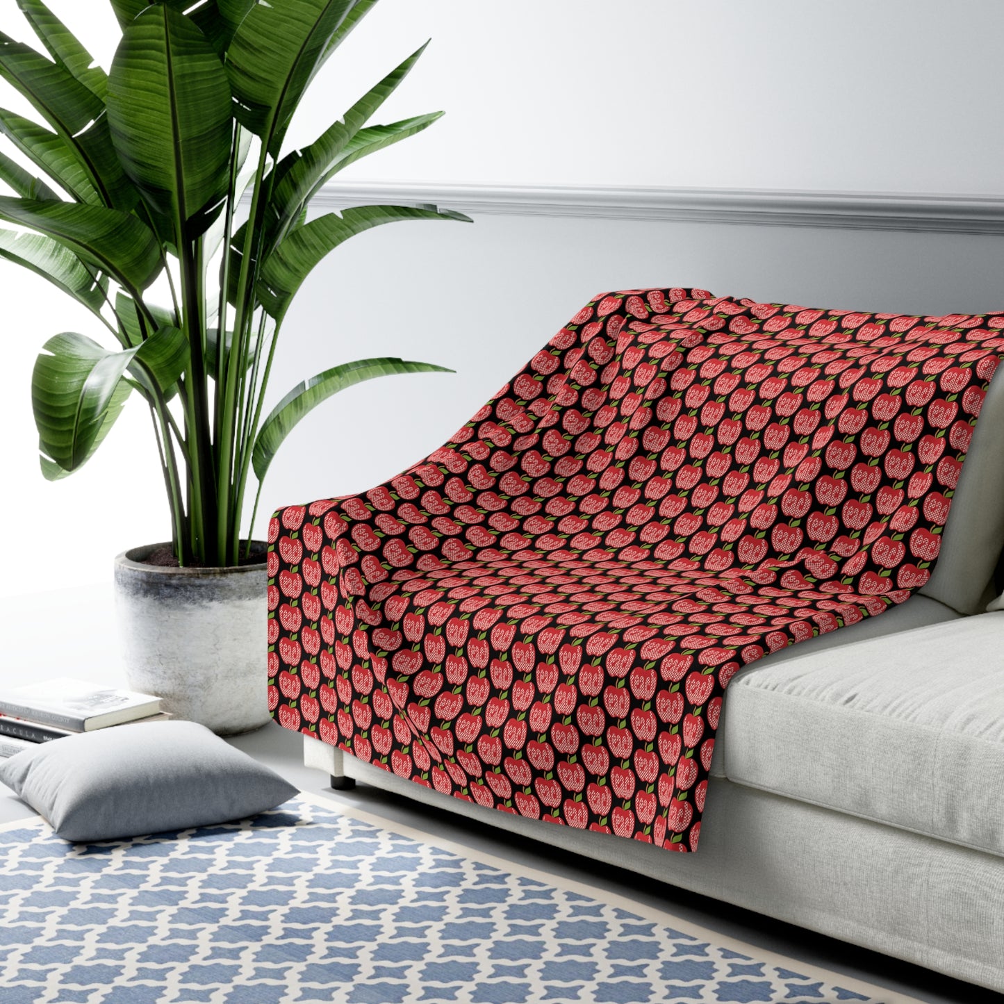 Red Apple Teach Pattern Design Sherpa Fleece Blanket