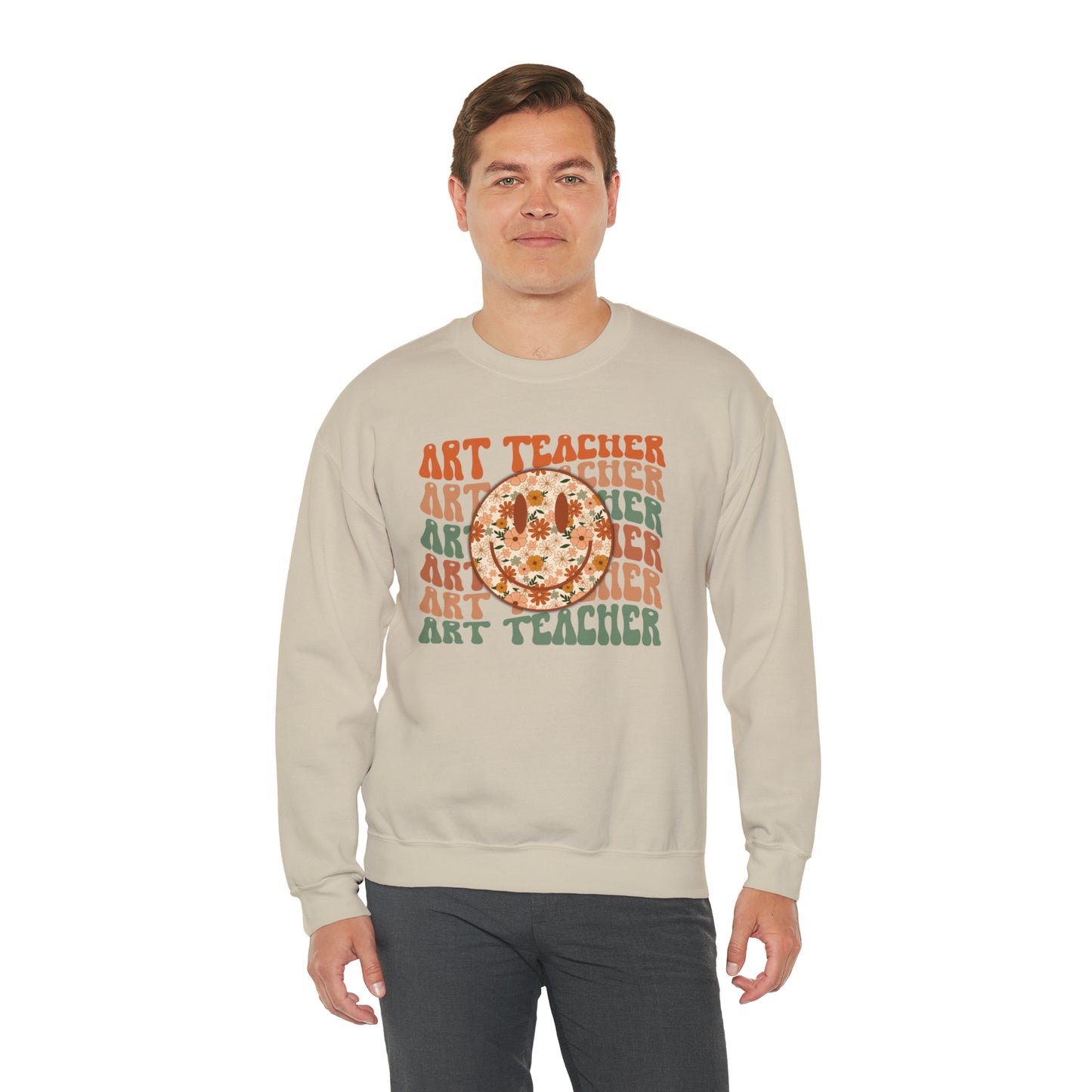 Art Teacher with Smiley Face Heavyweight Crewneck Sweatshirt