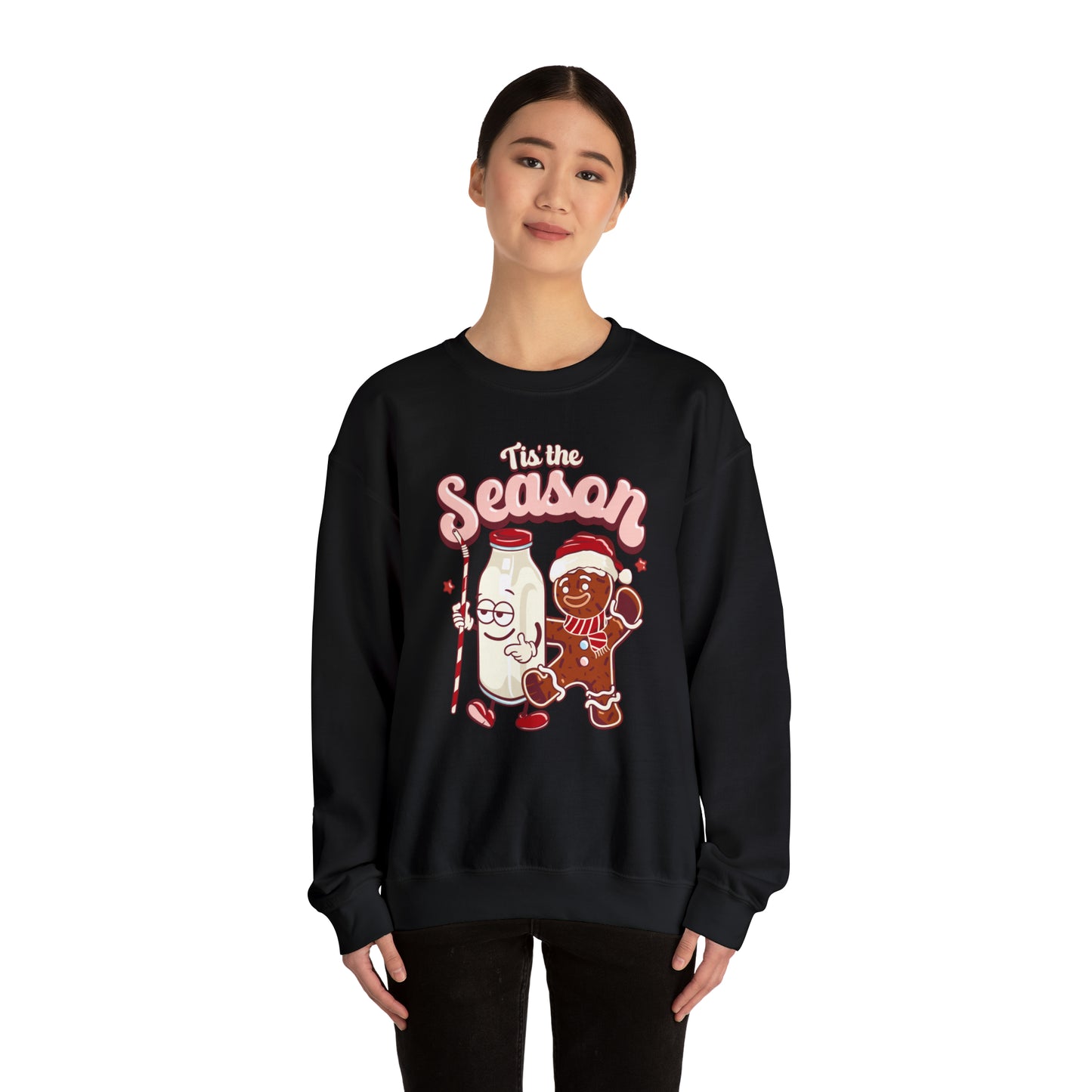 'Tis the Season Gingerbread and Milk Christmas Unisex Heavy Blend™ Crewneck Sweatshirt