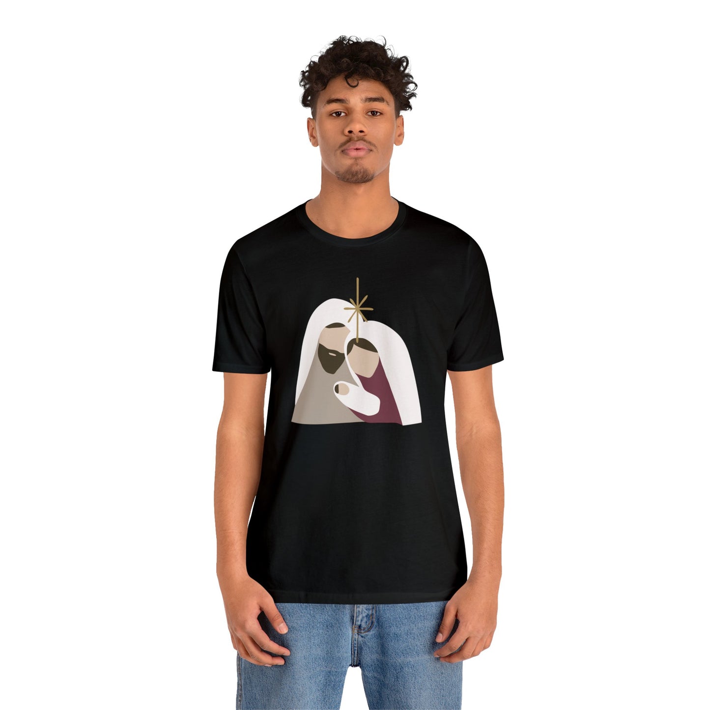 Holy Family Christmas Christian Bella Jersey Short Sleeve Tee (Unisex)