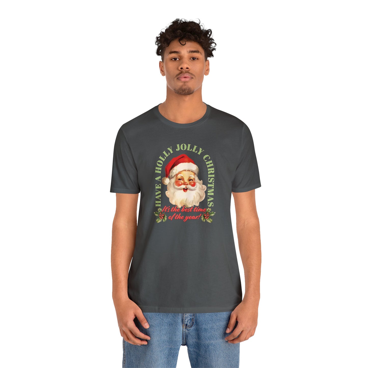 Have a Holly Jolly Christmas Arched Classic Santa Bella Jersey Short Sleeve Tee (Unisex)