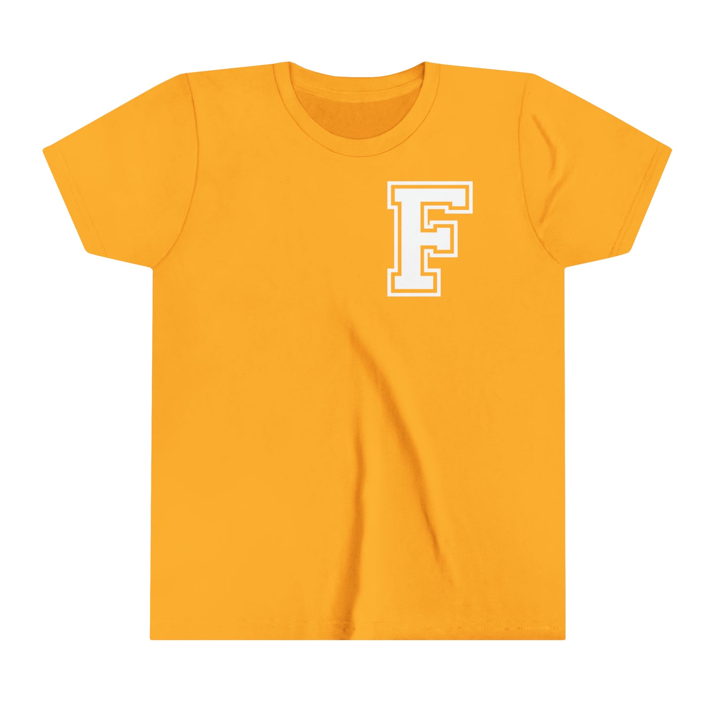 YOUTH - Front and Back Design - Varsity F Vertical Freeburg Midgets Logo - Short Sleeve Tee