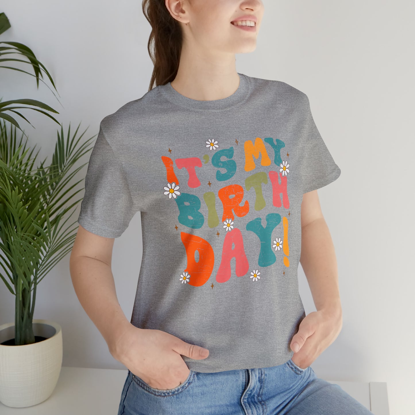 Distressed It's My Birthday Colorful Daisy T-Shirt