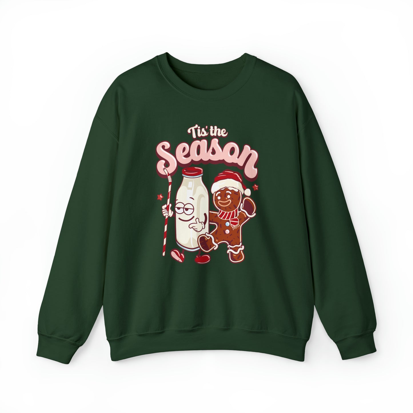 'Tis the Season Gingerbread and Milk Christmas Unisex Heavy Blend™ Crewneck Sweatshirt