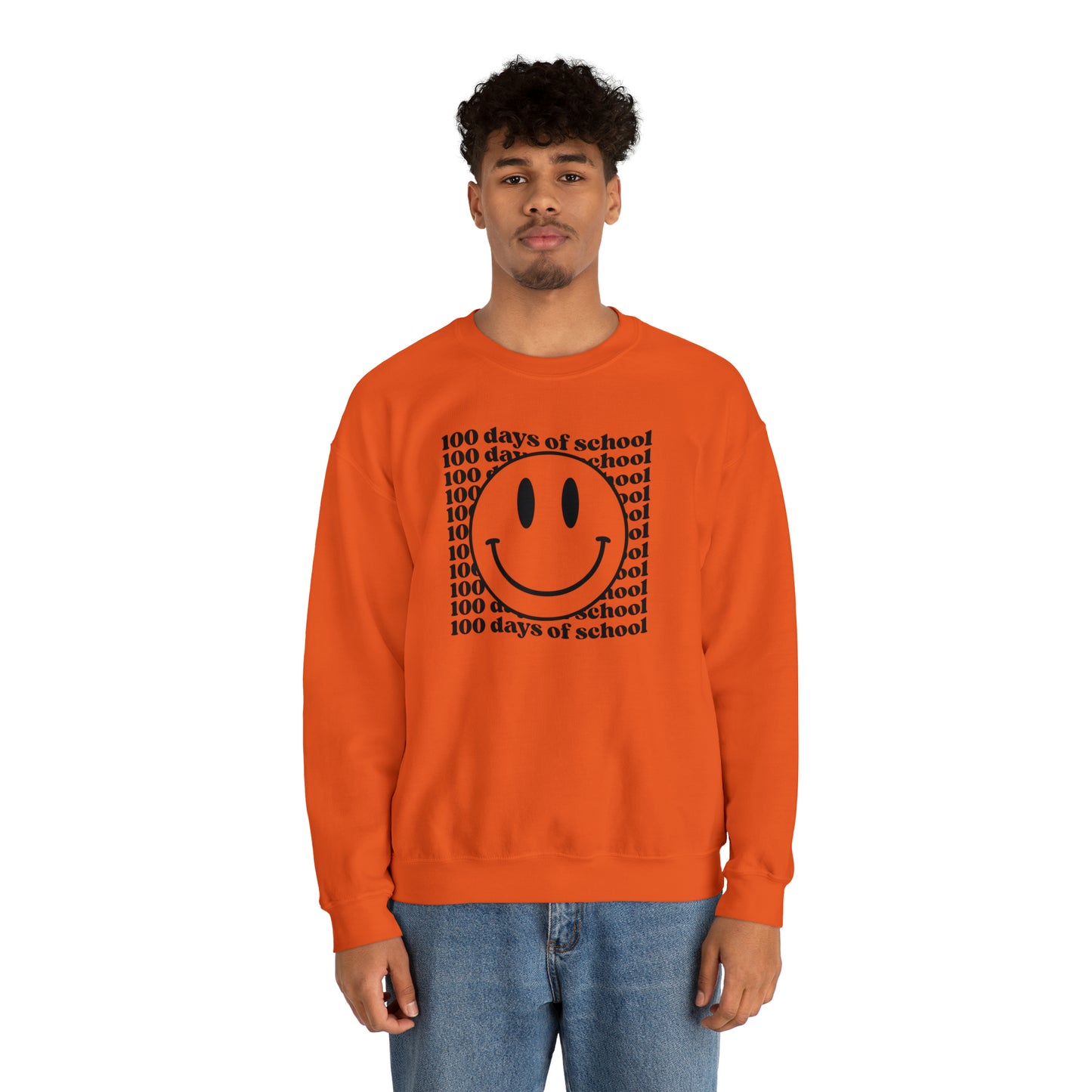 100 Days of School Smiley Face Heavyweight Crewneck Sweatshirt