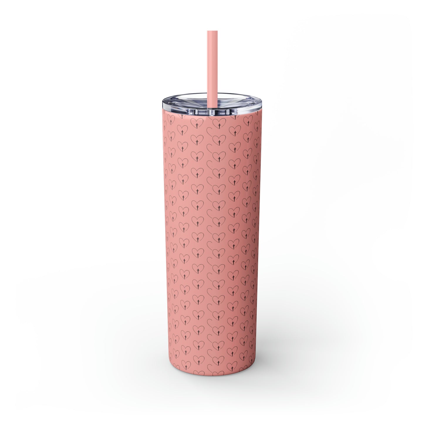 Look Back and Thank God Look Forward and Trust God Christian Skinny Tumbler with Straw, 20oz