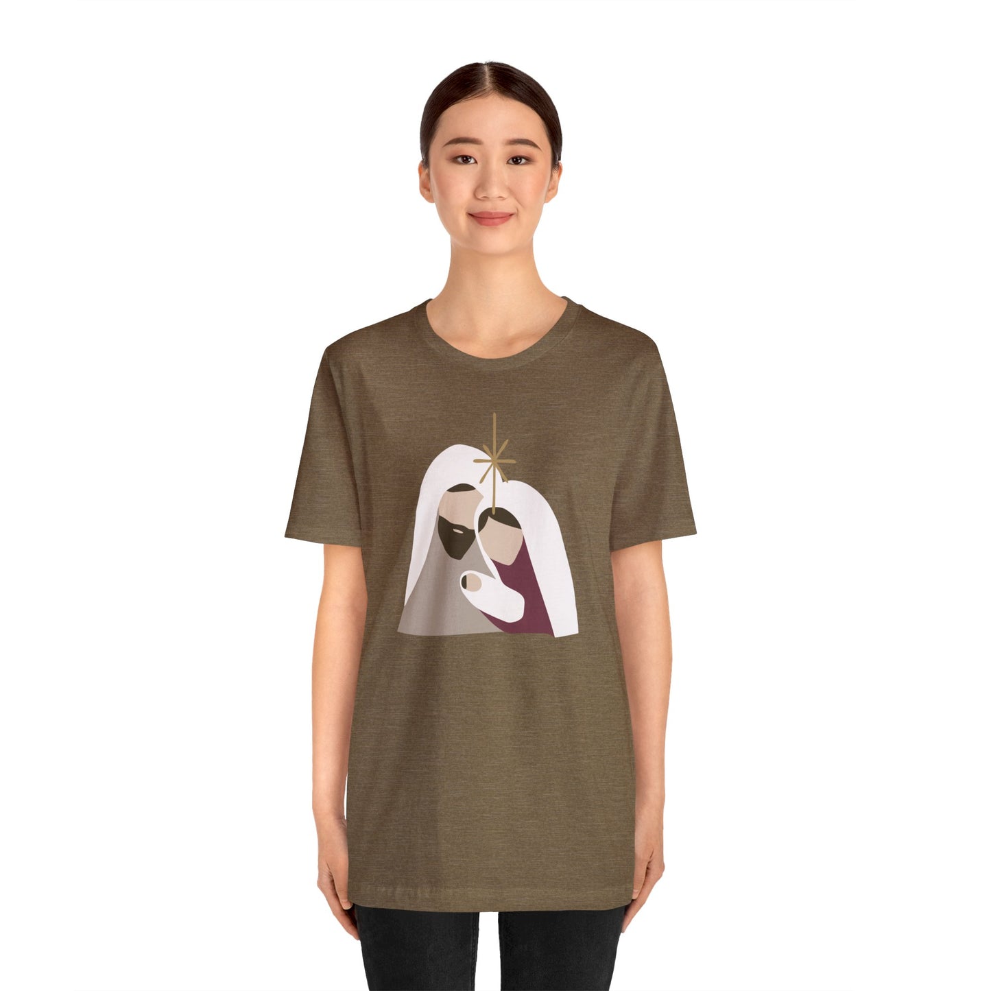Holy Family Christmas Christian Bella Jersey Short Sleeve Tee (Unisex)