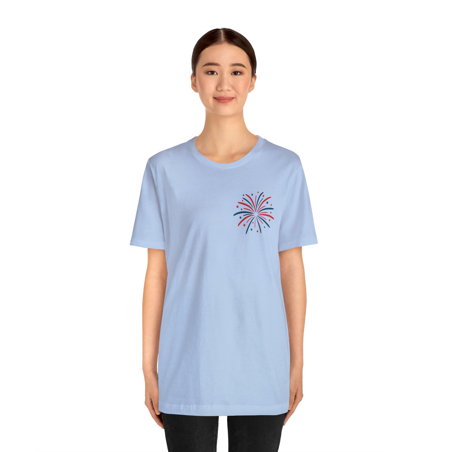 "Land of the Free Because of the Brave" Unisex Jersey Short Sleeve Tee (Front and Back Design)
