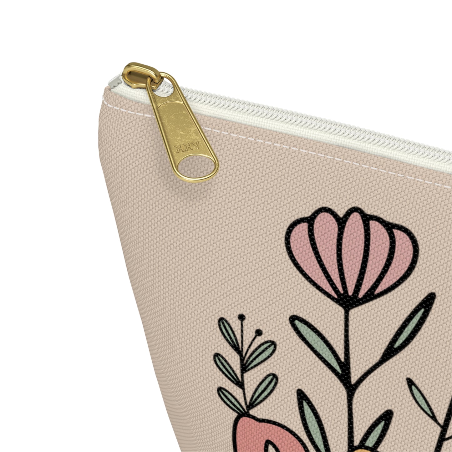 Retro Boho Bride Floral Print Design Accessory Pouch w T-bottom